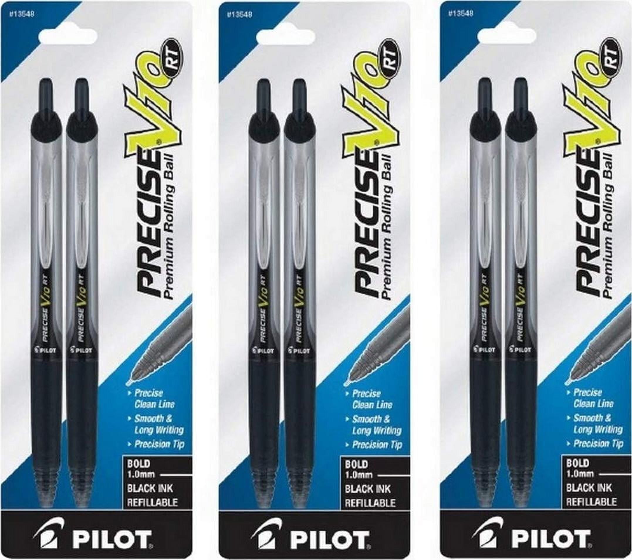 Pilot Precise V10 RT Retractable Premium Rolling Ball Pens, Bold, 1.0 mm, Black Ink, 2 Pack (13548)