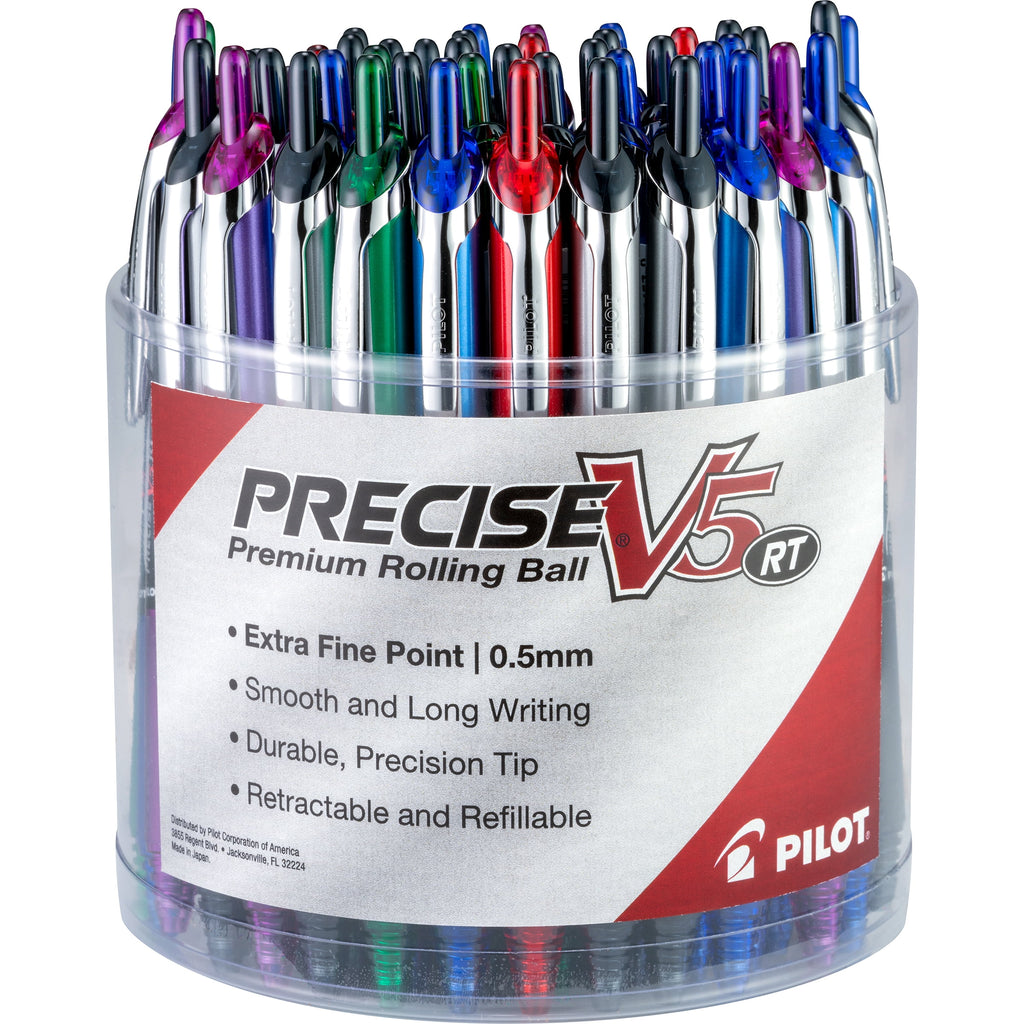 Pilot Precise V5 RT Premium Retractable Rolling Ball Pens, Extra Fine Point, Assorted Ink, 48 Count