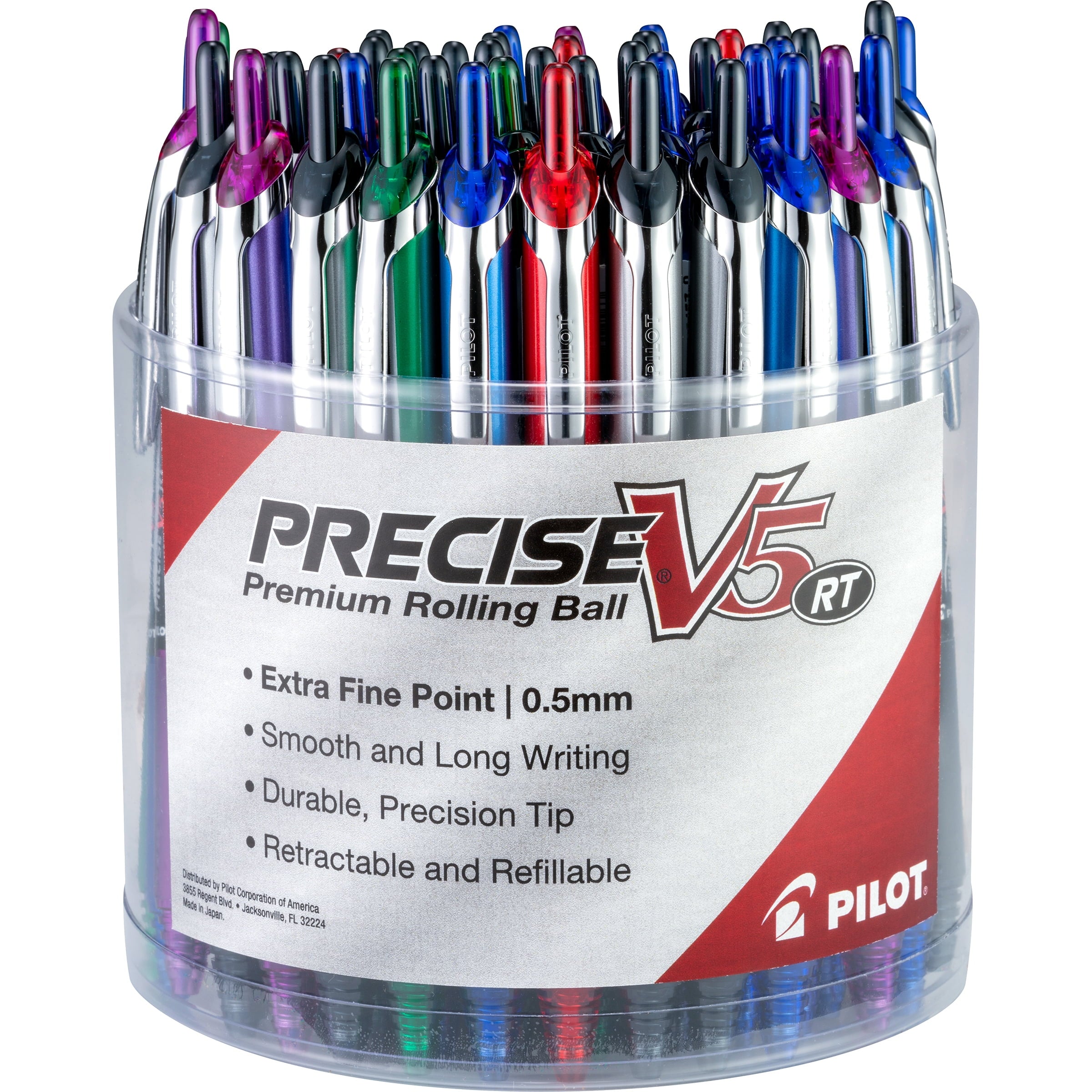 Pilot Precise V5 RT Premium Retractable Rolling Ball Pens, Extra Fine Point, Assorted Ink, 48 Count