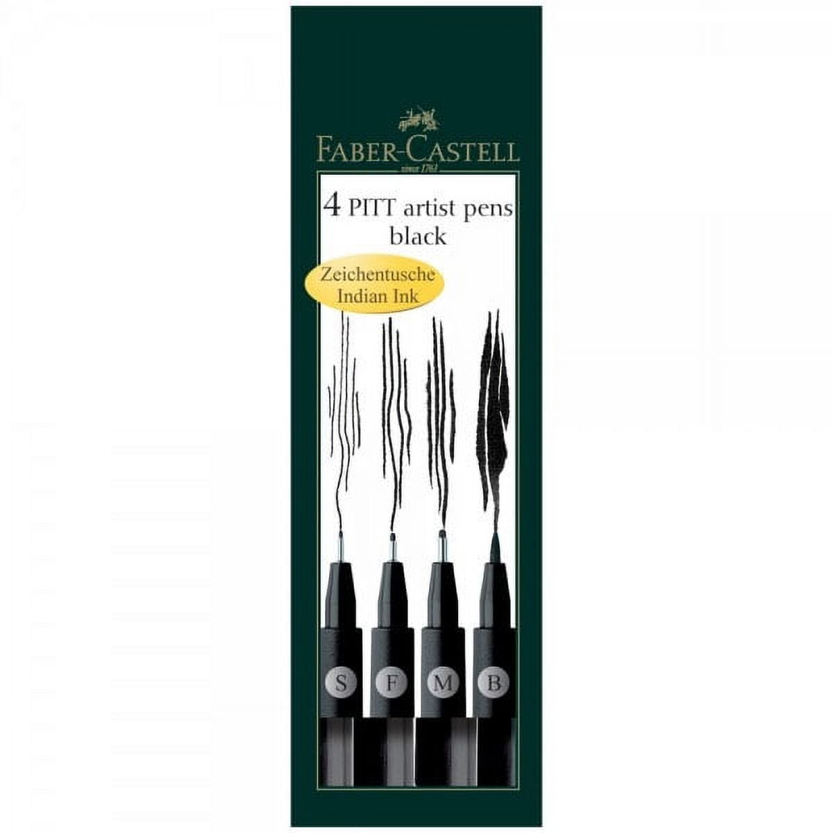 Pitt Artist Drawing Pens Wallet Set of 4 Superfine, Fine, Medium, and Brush Tip, Black
