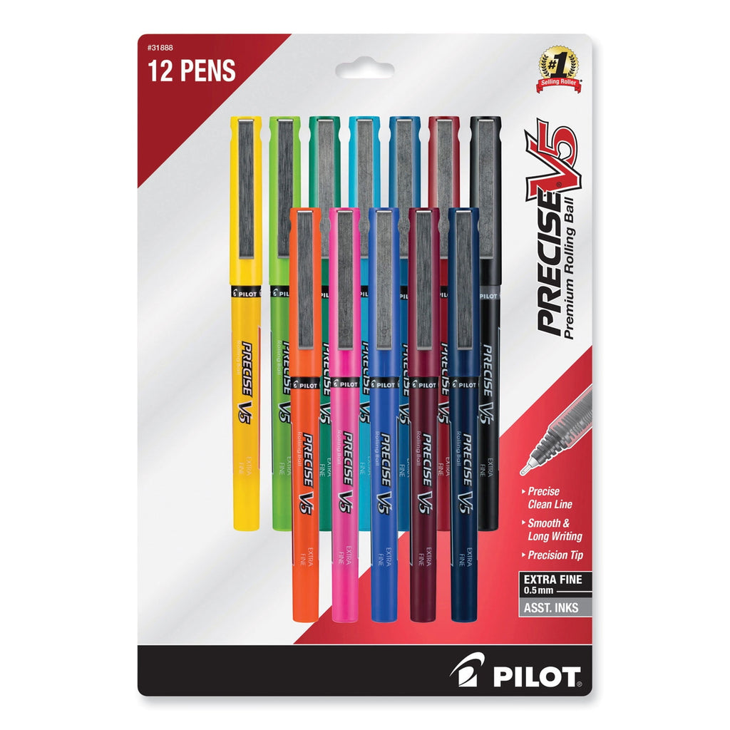Pilot Precise V5 Stick Roller Ball Pen  Fine   Assorted Ink/Barrel  Dozen 31888