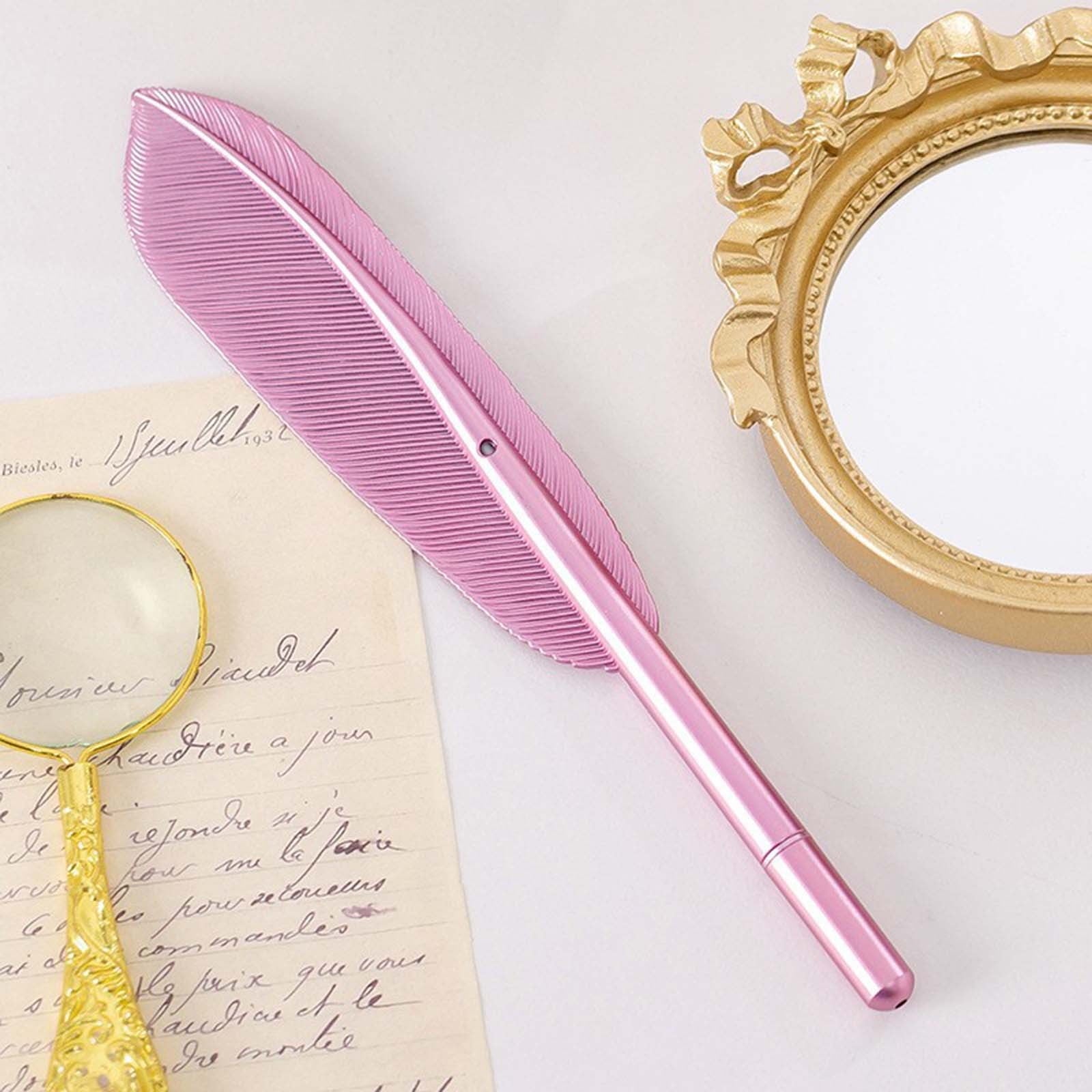 RXIRUCGD Pen, Ballpoint Pen Black 8 Pen Writing Pens, Black Pen Color Retro Feather Pen, Model Testing Pen Gift Black Pen Ballpoint Pen (1ml),Pink