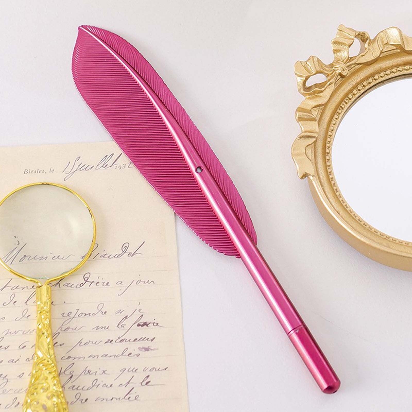 RXIRUCGD Pen, Ballpoint Pen Black 8 Pen Writing Pens, Black Pen Color Retro Feather Pen, Model Testing Pen Gift Black Pen Ballpoint Pen (1ml),Pink