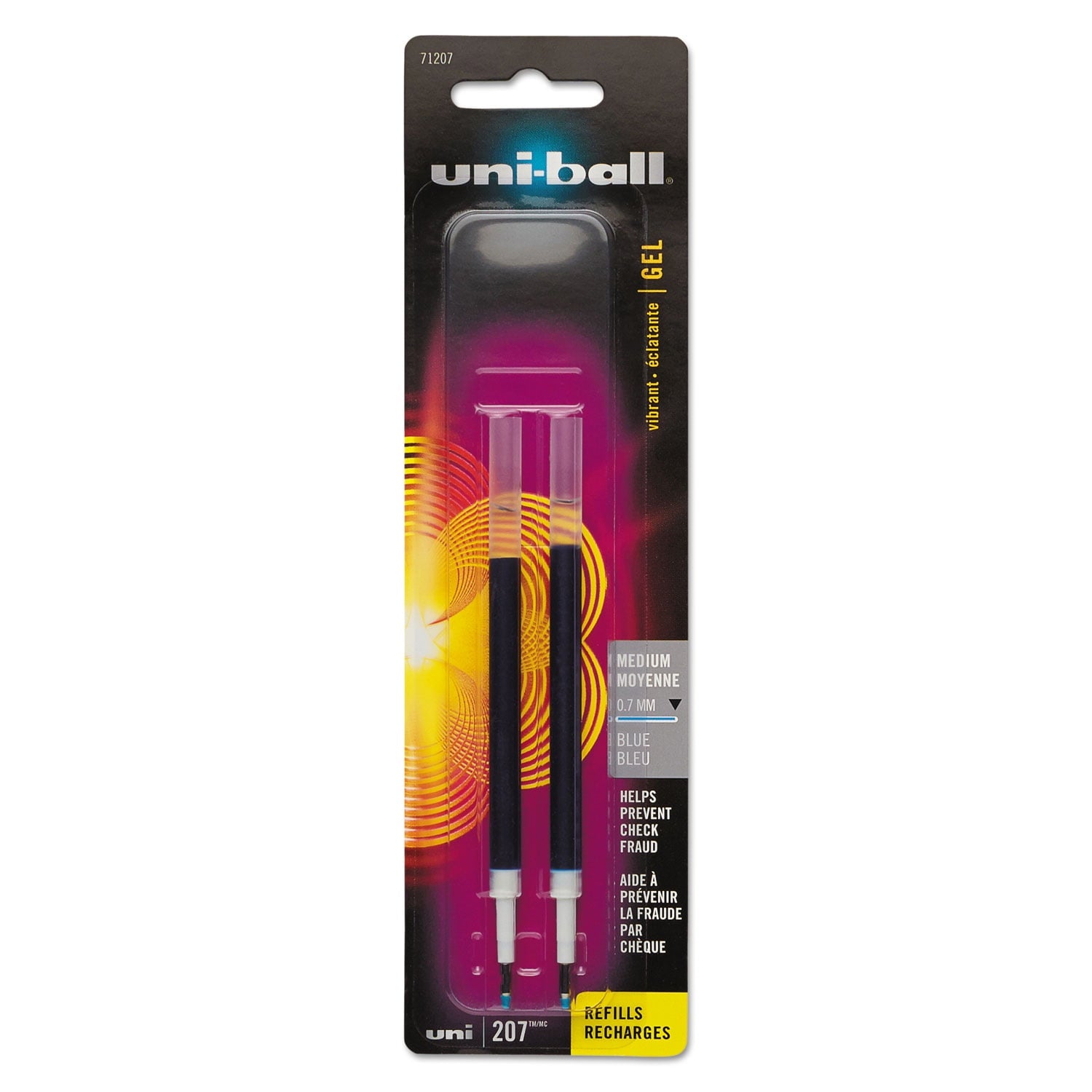 uni-ball 207 Gel Pen Refills, Medium Point (0.7mm), Blue, 2 Count