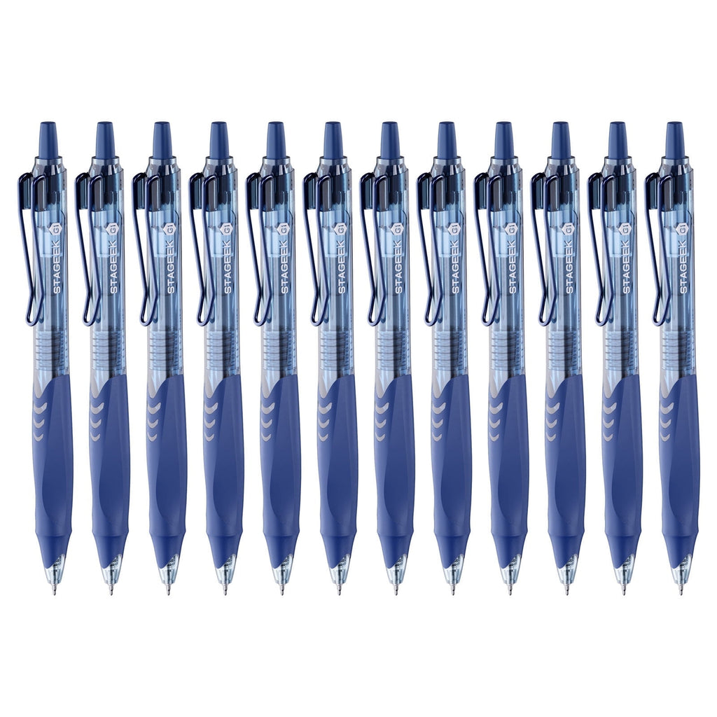 STAGEEK Blue Gel Pens, Quick Dry Blue Ink Pens, 0.5mm Fine Point Retractable Smooth Writing Pens,12