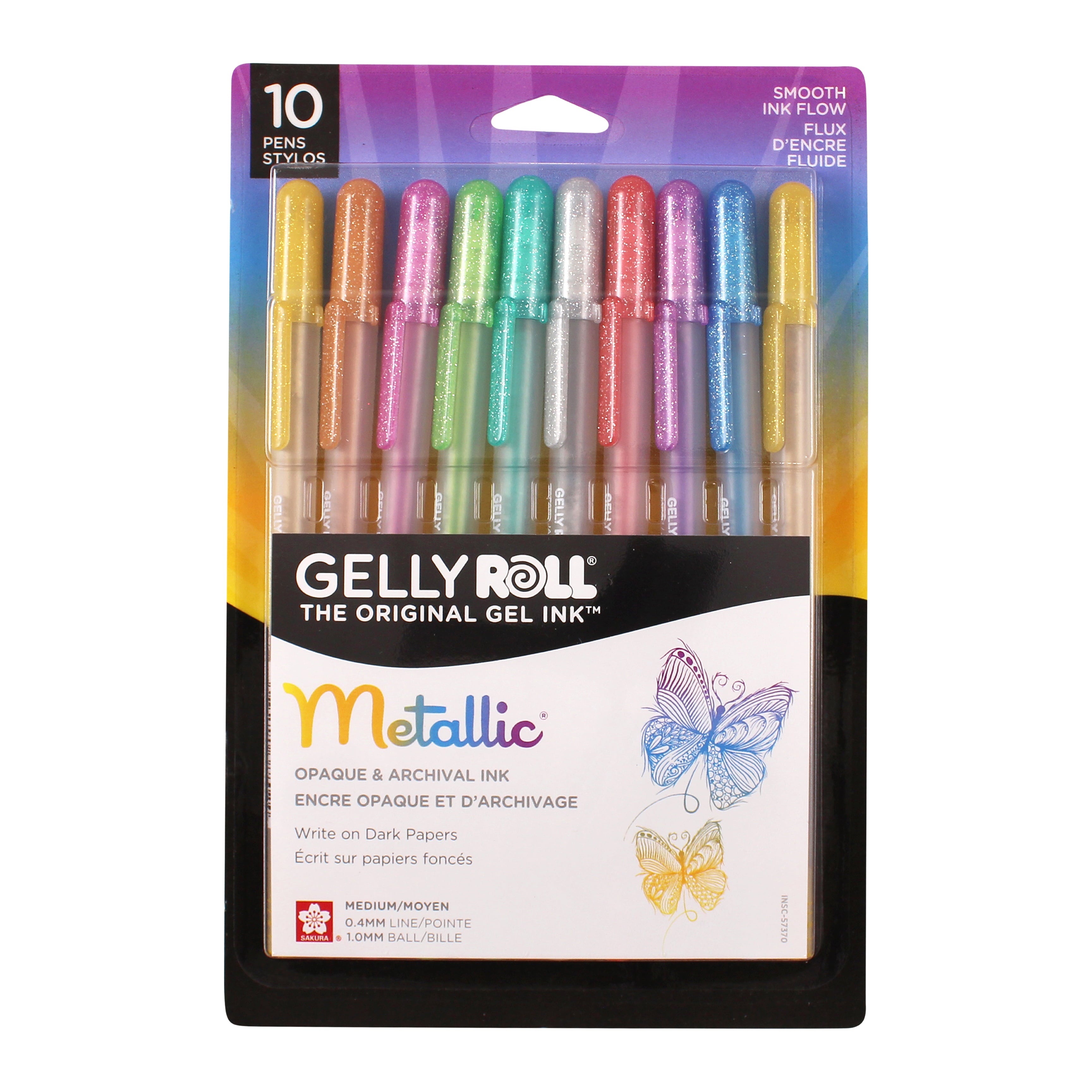 Sakura Gelly Roll Pen Set, 10 Metallic Colored Gel Pens