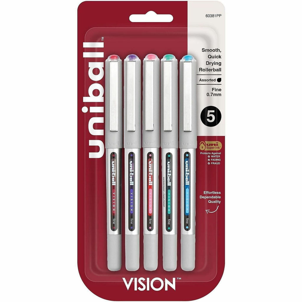 Uni-Ball Rollerball Pen Nonrefillable 0.7 mm 5/PK BE/GN/PK/RD/PE 60381PP