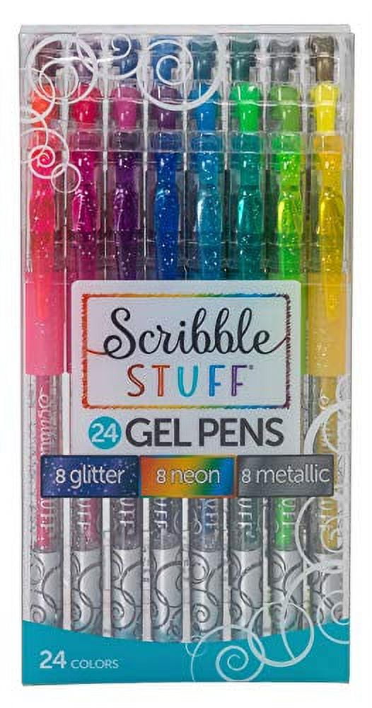Scribble Stuff Gel Pens – 24 Count, Glitter, Neon & Metallic Inks, Assorted Colors
