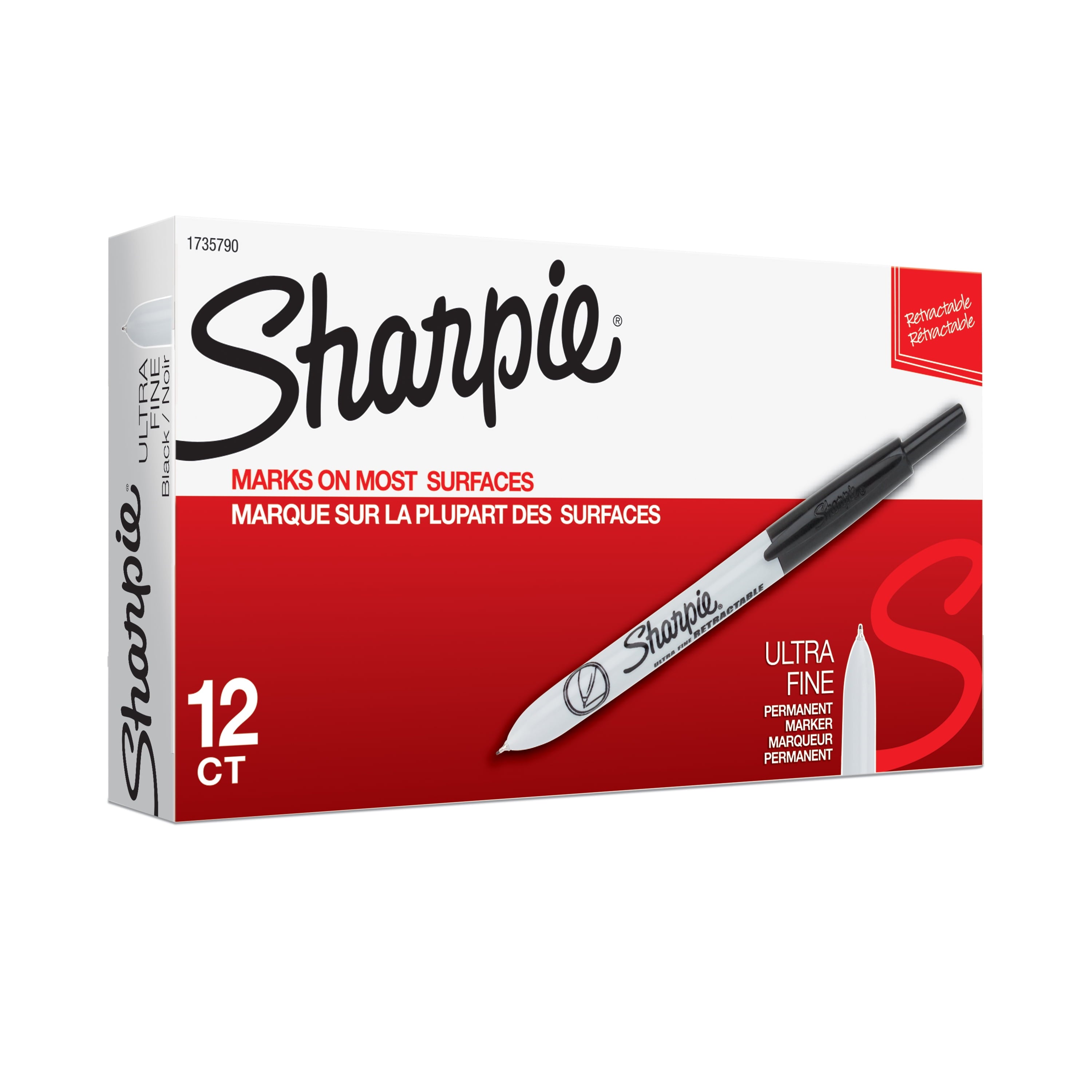 Sharpie Retractable Permanent Markers, Ultra Fine Tip, 12 Count