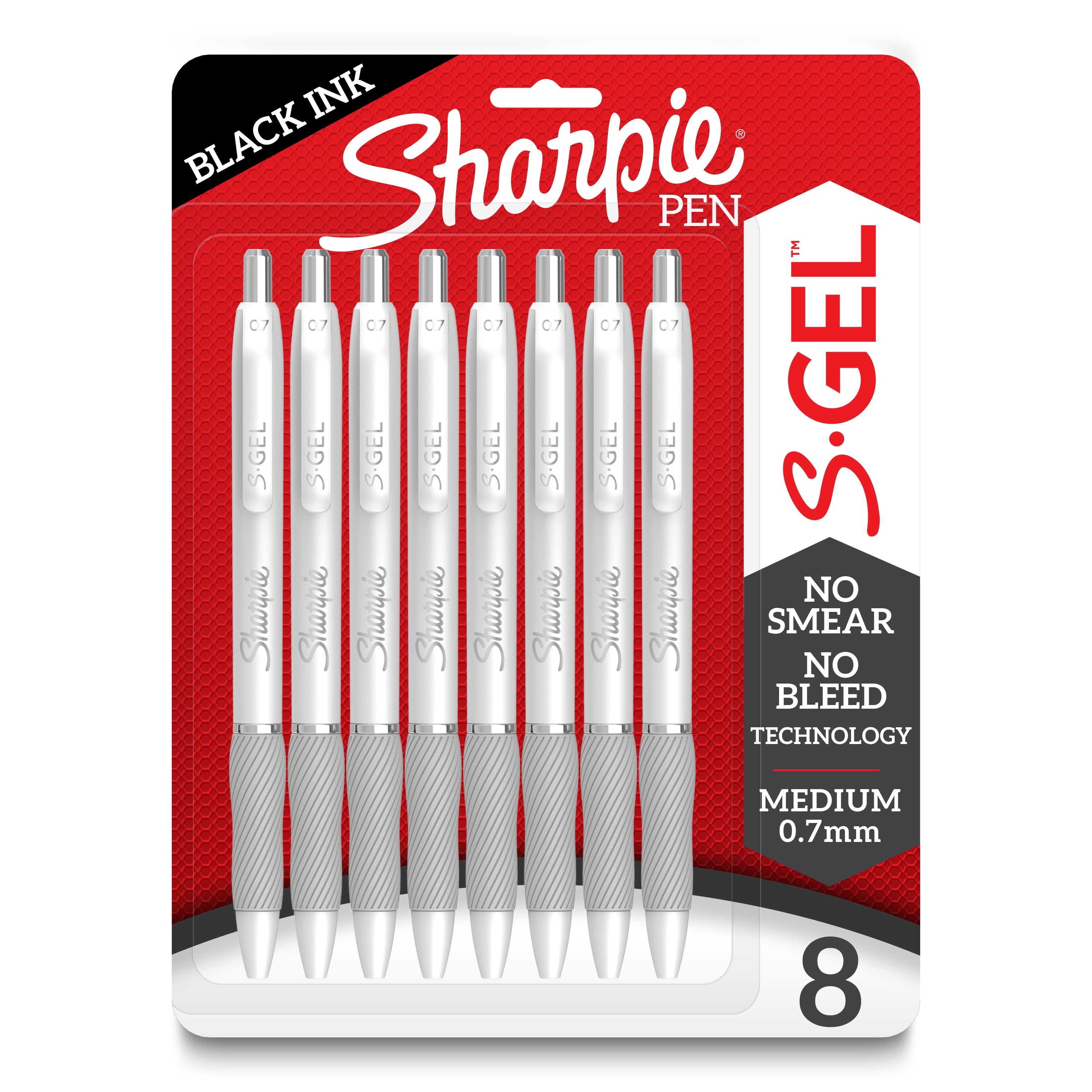 Sharpie S-Gel, Gel Pens, Medium Point (0.7mm), Black Ink Gel Pens, 8 Count