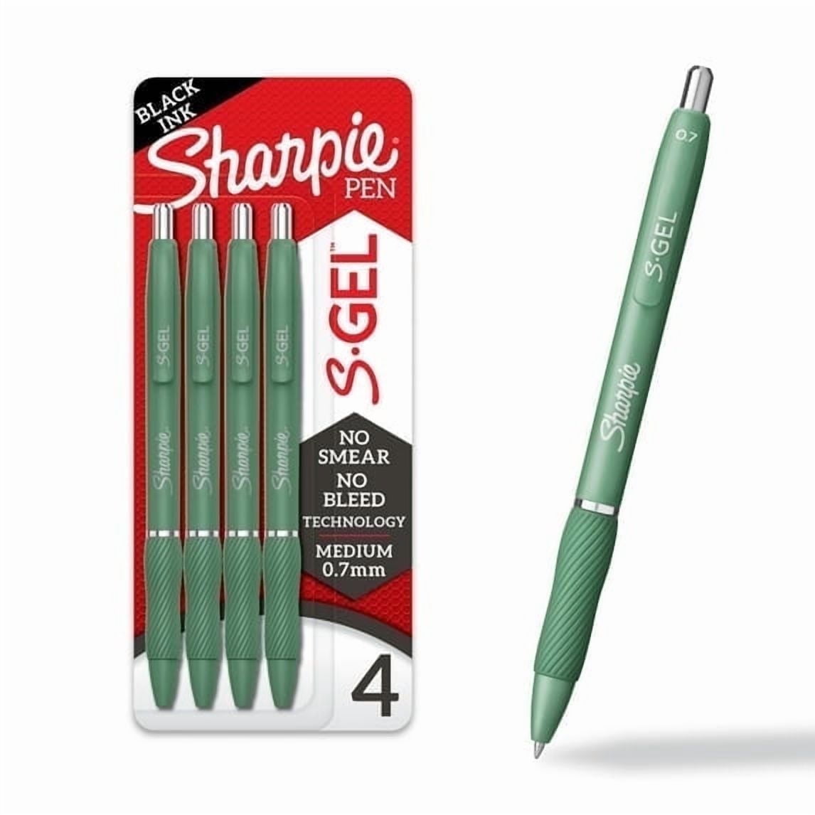 Sharpie S-Gel, Gel Pens, Medium Point (0.7mm), Green Barrel, Black Ink,( 2 Pack -  8 Count)