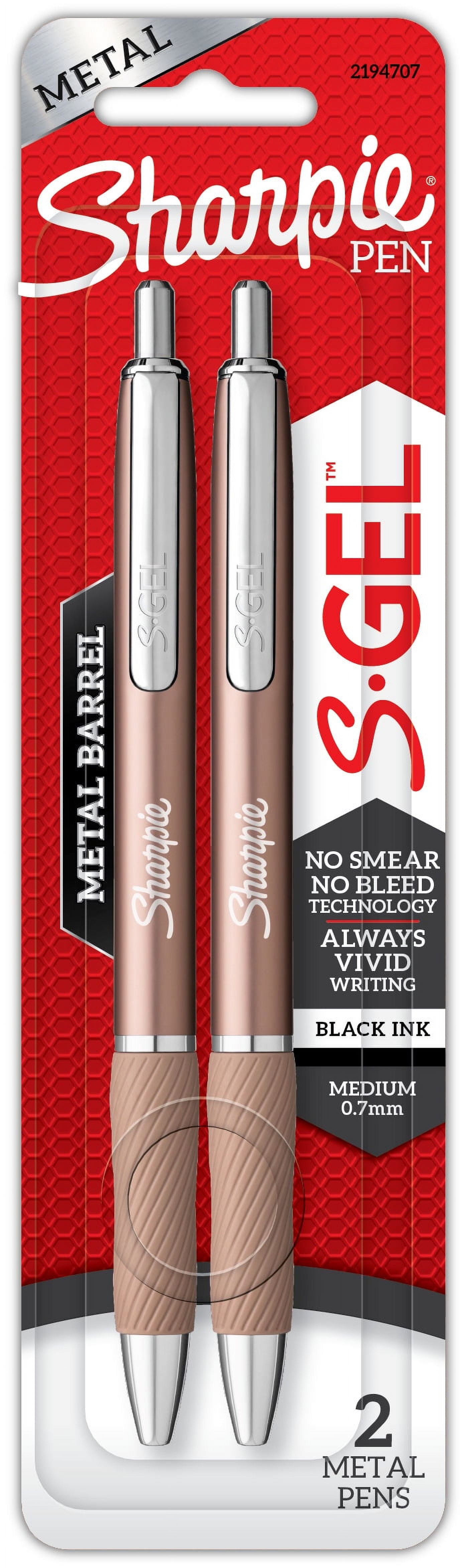 Sharpie S-Gel Pen, Metal Barrel, Medium Point (0.7mm), 2-Pack