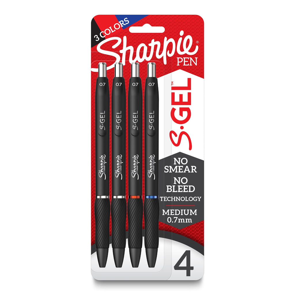 Sharpie S-Gel Pens, Carded Packaging, .7mm, 4/Pkg.