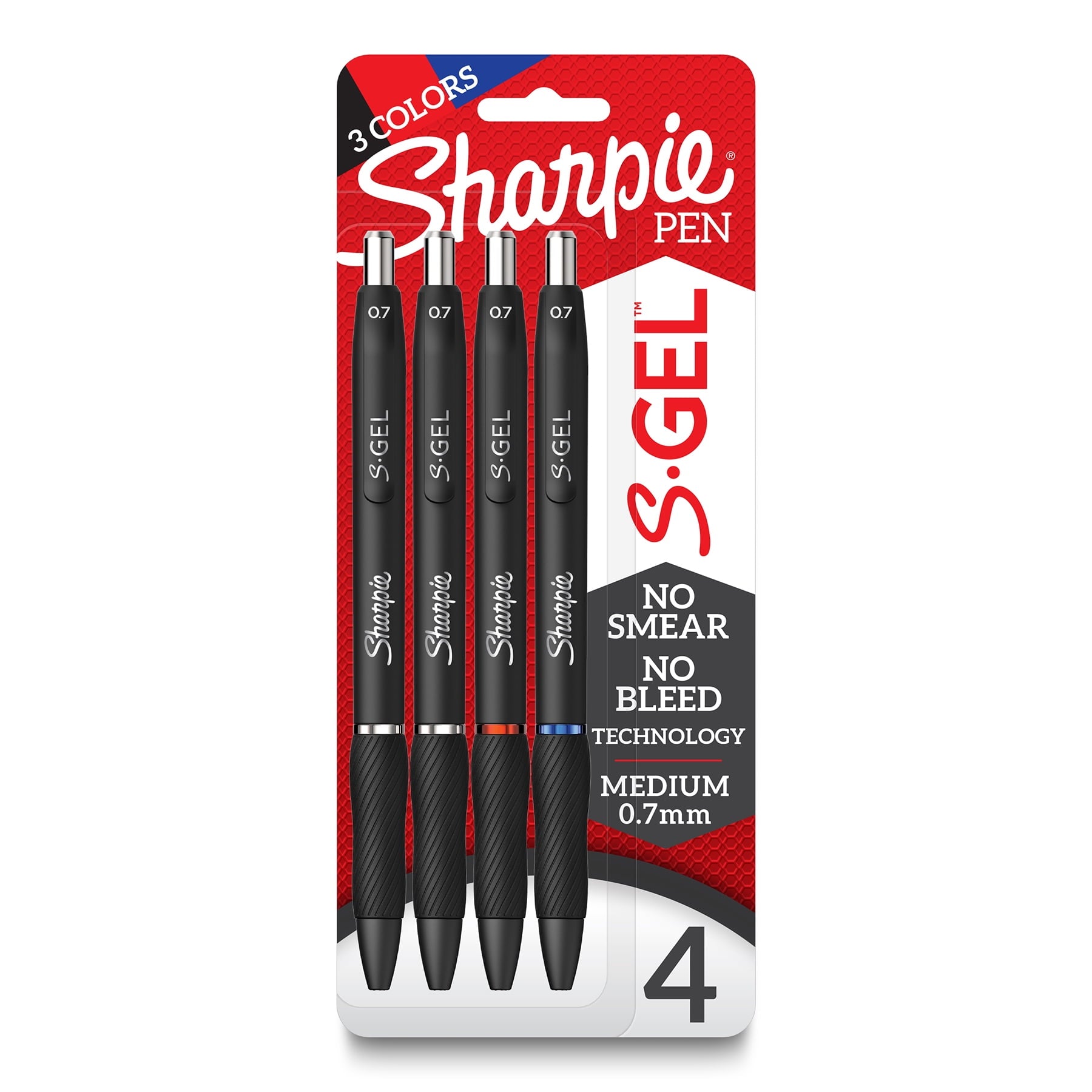 Sharpie S-Gel Pens, Carded Packaging, .7mm, 4/Pkg.