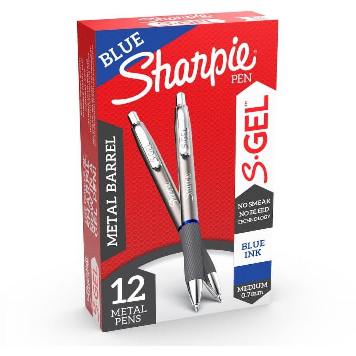 Sharpie S-jel Pens - 0.7 mm Pen Point Size - Blue jel-based  - Gunmetal Barrel