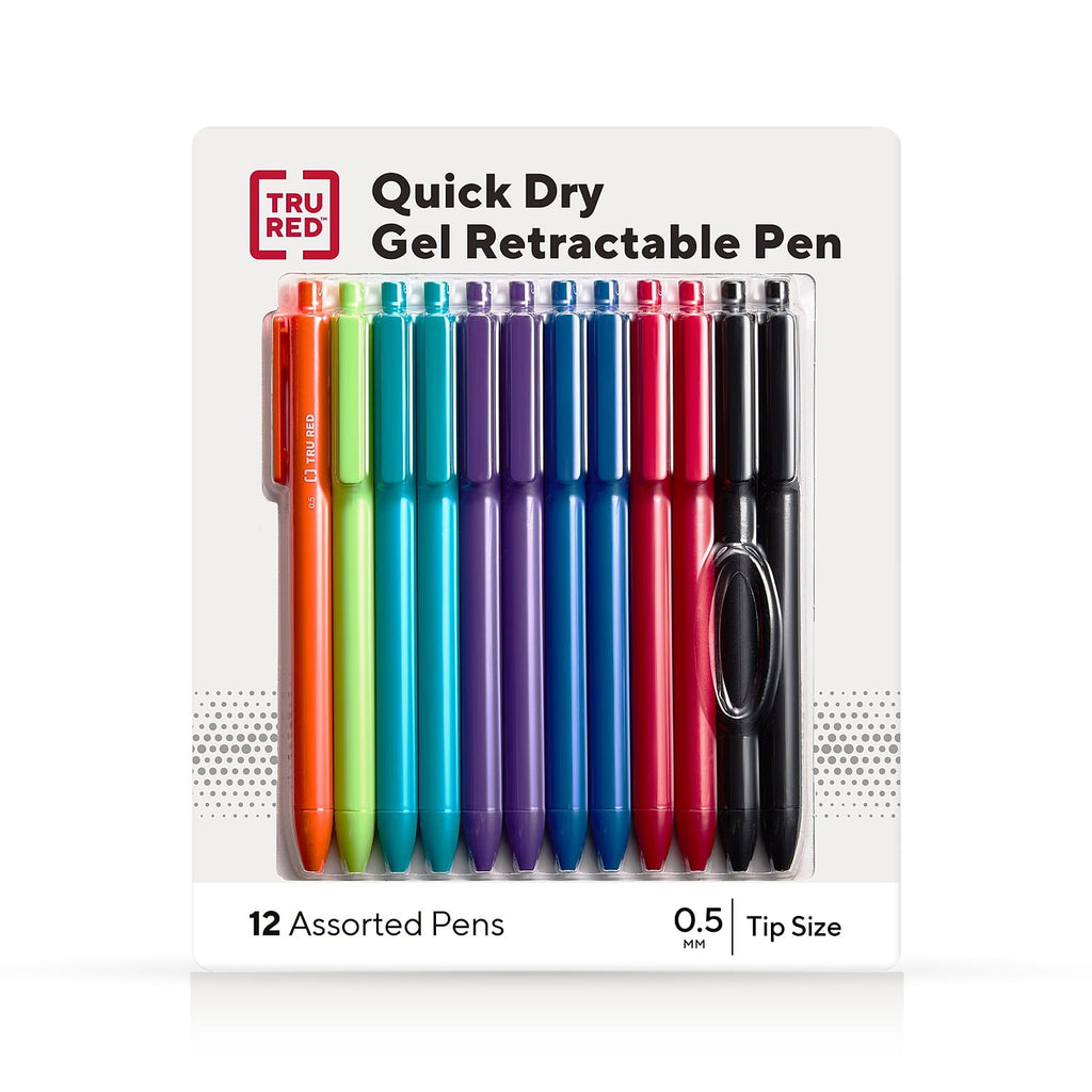TRU RED Retractable Quick Dry Gel Pens Fine Point 0.5mm Asst TR54491
