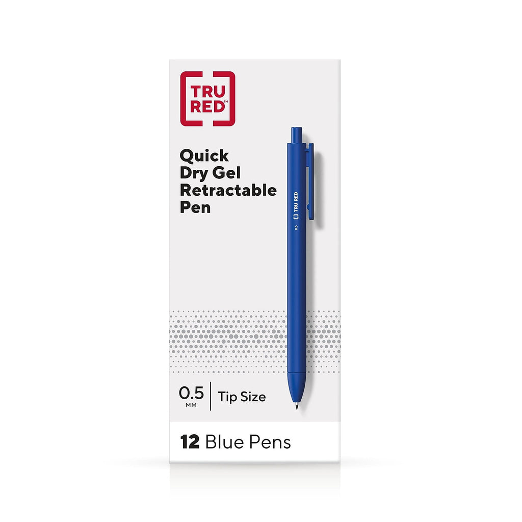 TRU RED Retractable Quick Dry Gel Pens Fine Point 0.5mm Blue DZ TR54490