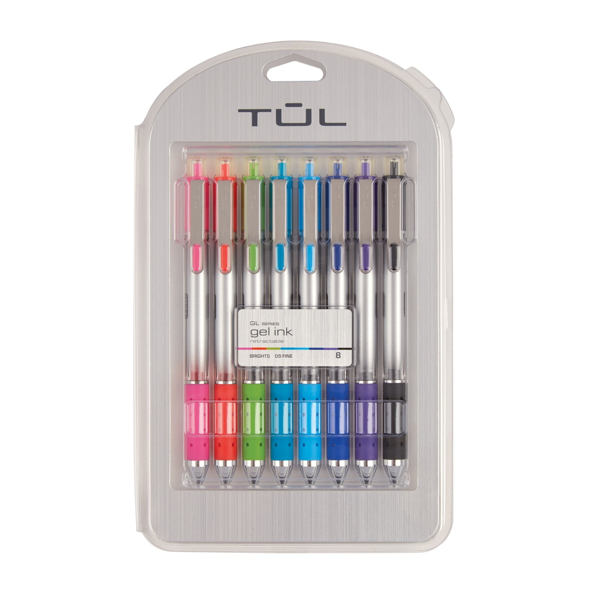 TUL GL1 Retractable Gel Pen, Needle Point, 0.5 mm, Gray Barrel, Black Ink, Pack Of 12