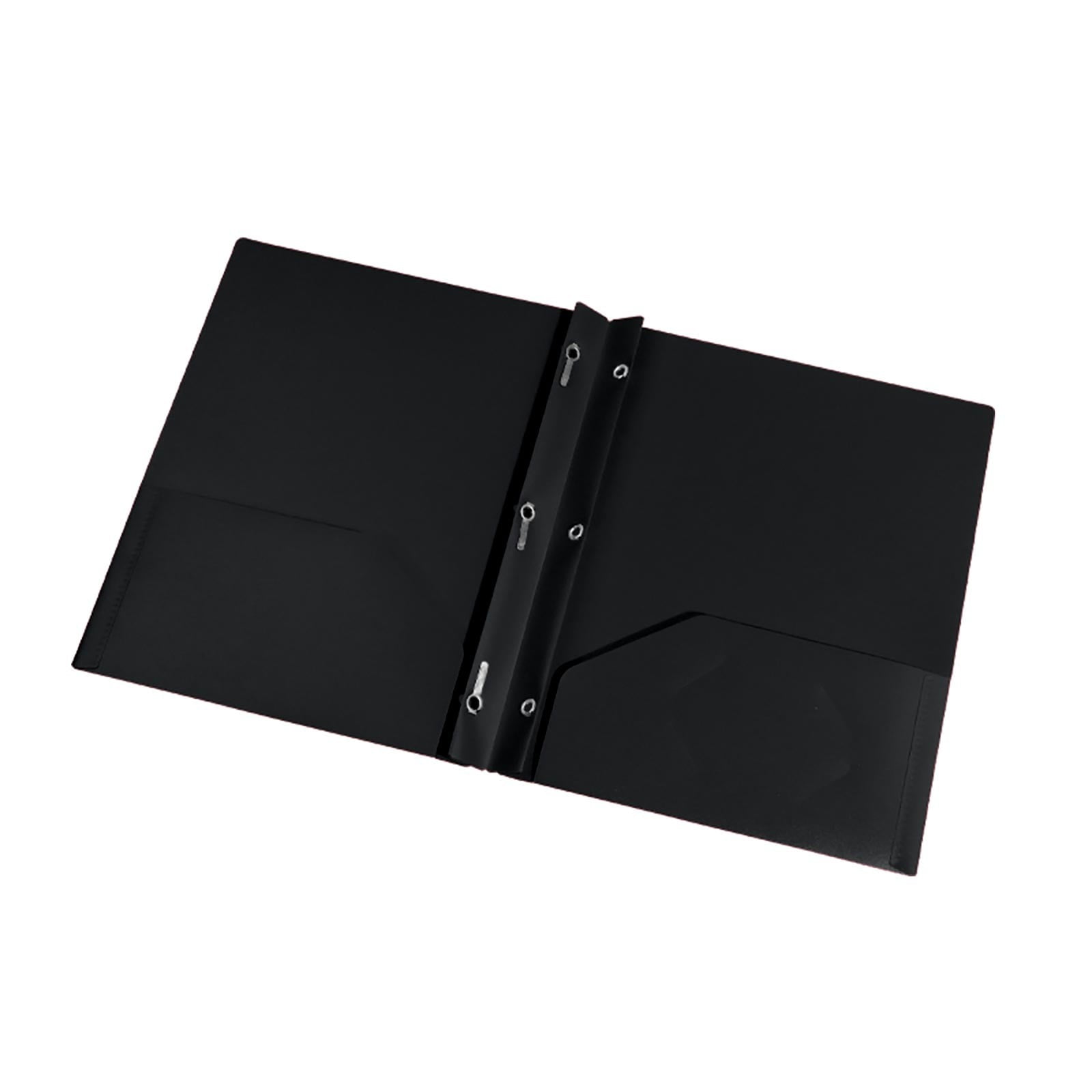 Plastic Pocket File Folders No Prongs, Poly Folders with Prongs for School Office, Letter Size Colored 2 Pocket Folders No Prong Folders, Heavy Duty Plastic Folders with Pockets and No Brads(Black)