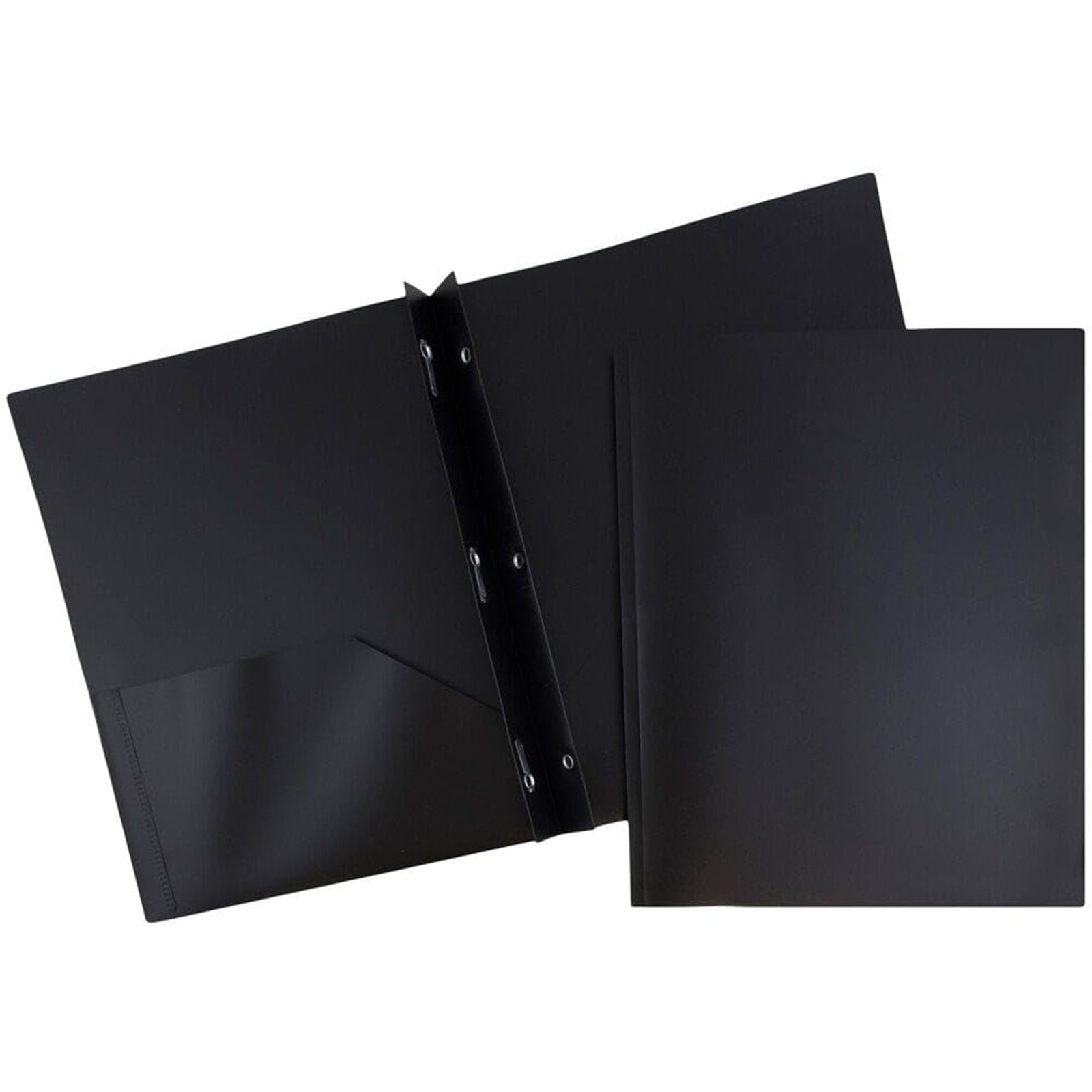 Plastic Pocket File Folders No Prongs, Poly Folders with Prongs for School Office, Letter Size Colored 2 Pocket Folders No Prong Folders, Heavy Duty Plastic Folders with Pockets and No Brads(Black)