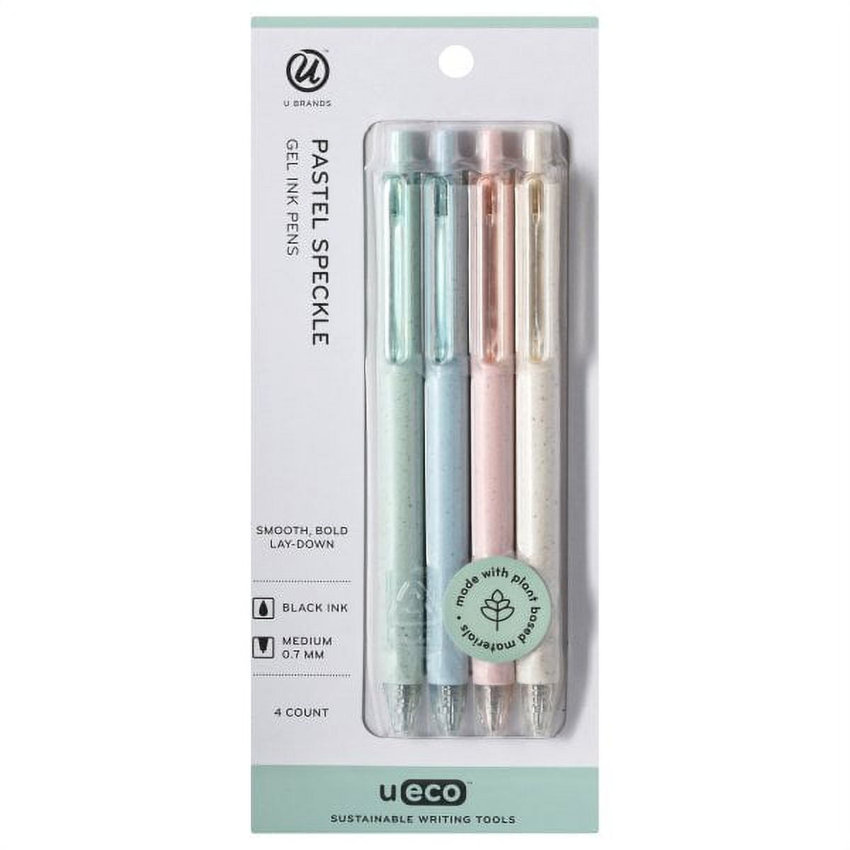 U Brands U-Eco Gel Pen, Black Ink, Pastel Speckle, 4 Count, 0.7mm