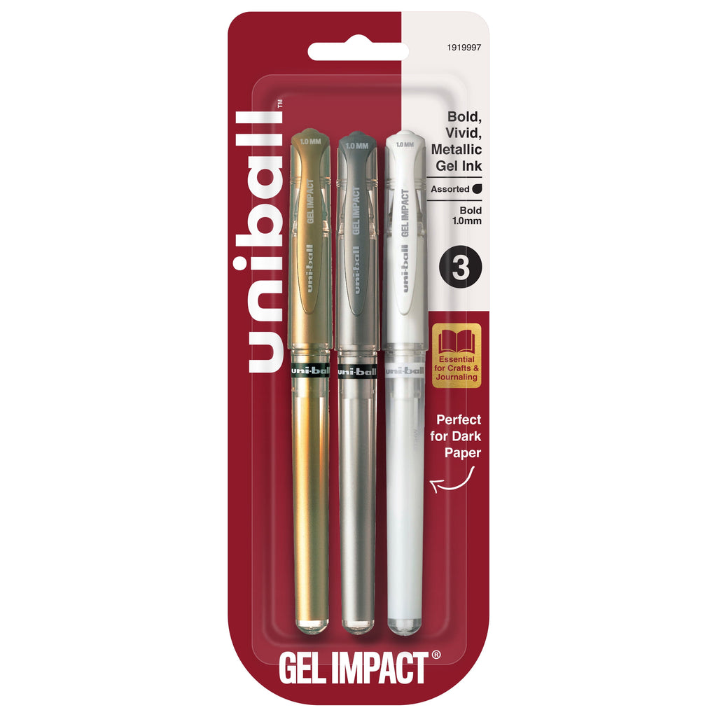 uni-ball® GEL IMPACT Gel Pens, Assorted Marvelous Metallics Ink, Bold Point, Assorted Barrels, 1 mm, 1 Set, 1919997