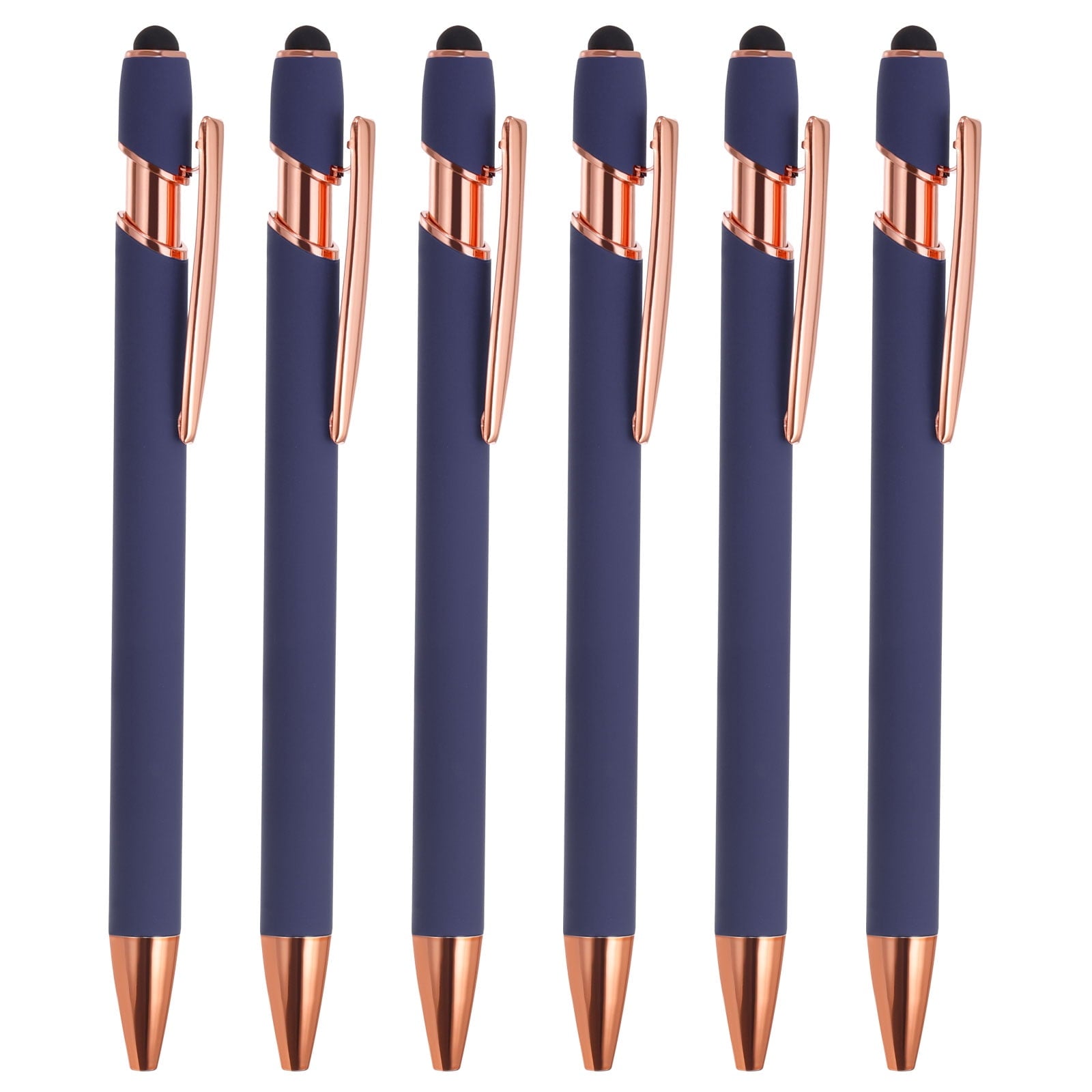 Uxcell Ballpoint Pen with Stylus Tip Metal Pen Black Ink 1.0mm Medium Point Stylus Pen Style 2, Gray 6 Pack