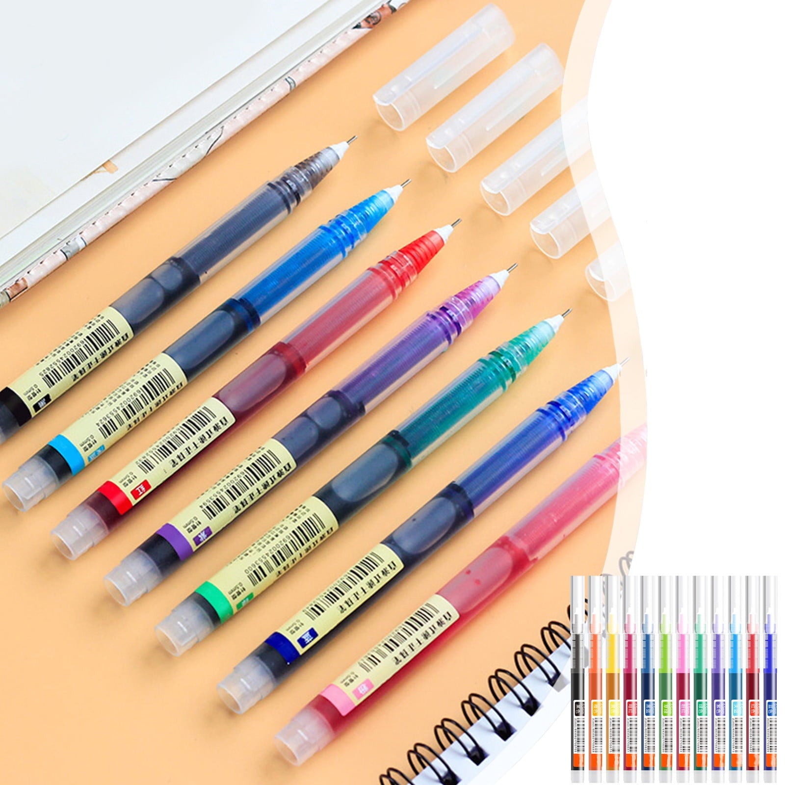 WKSCLPAI 12 Pcs Multicolor Gel Pens,0.5mm Fine Point Ink Pens,Premium Fast Drying Liquid Ink Pens,12 Colors Available,Built-in Precision Ink Output Regulator for Smoothly Write