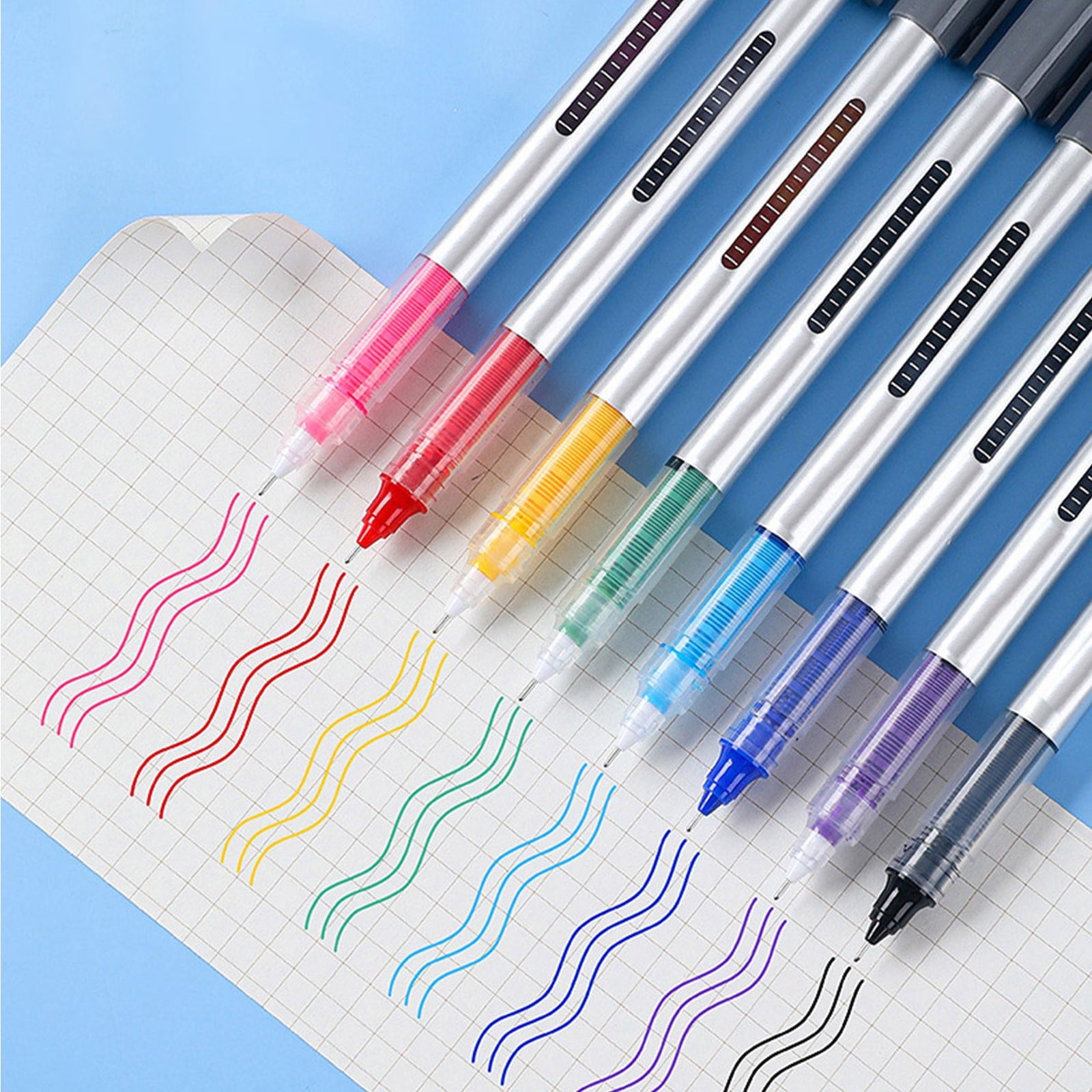 WKSCLPAI 12 Pcs Multicolor Gel Pens,0.5mm Fine Point Ink Pens,Premium Fast Drying Liquid Ink Pens,12 Colors Available,Built-in Precision Ink Output Regulator for Smoothly Write