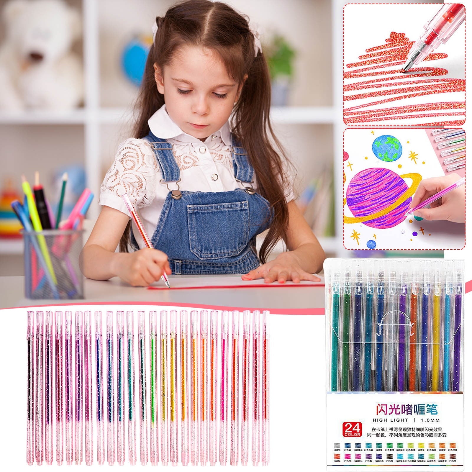 WKSCLPAI 12 Pcs Multicolor Gel Pens,0.5mm Fine Point Ink Pens,Premium Fast Drying Liquid Ink Pens,12 Colors Available,Built-in Precision Ink Output Regulator for Smoothly Write