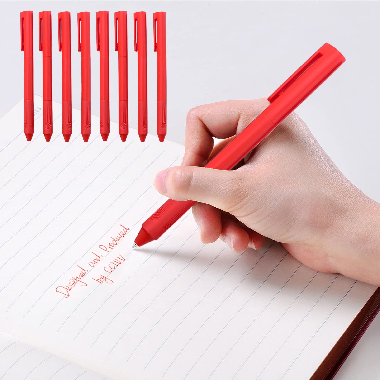 WKSCLPAI Premium Revolving Retractable Gel Pens,8Pcs Anti-fall Red Ink Pens,0.5 mm Fine Point Pens for Journaling Office Exam Student Pen Business Signature