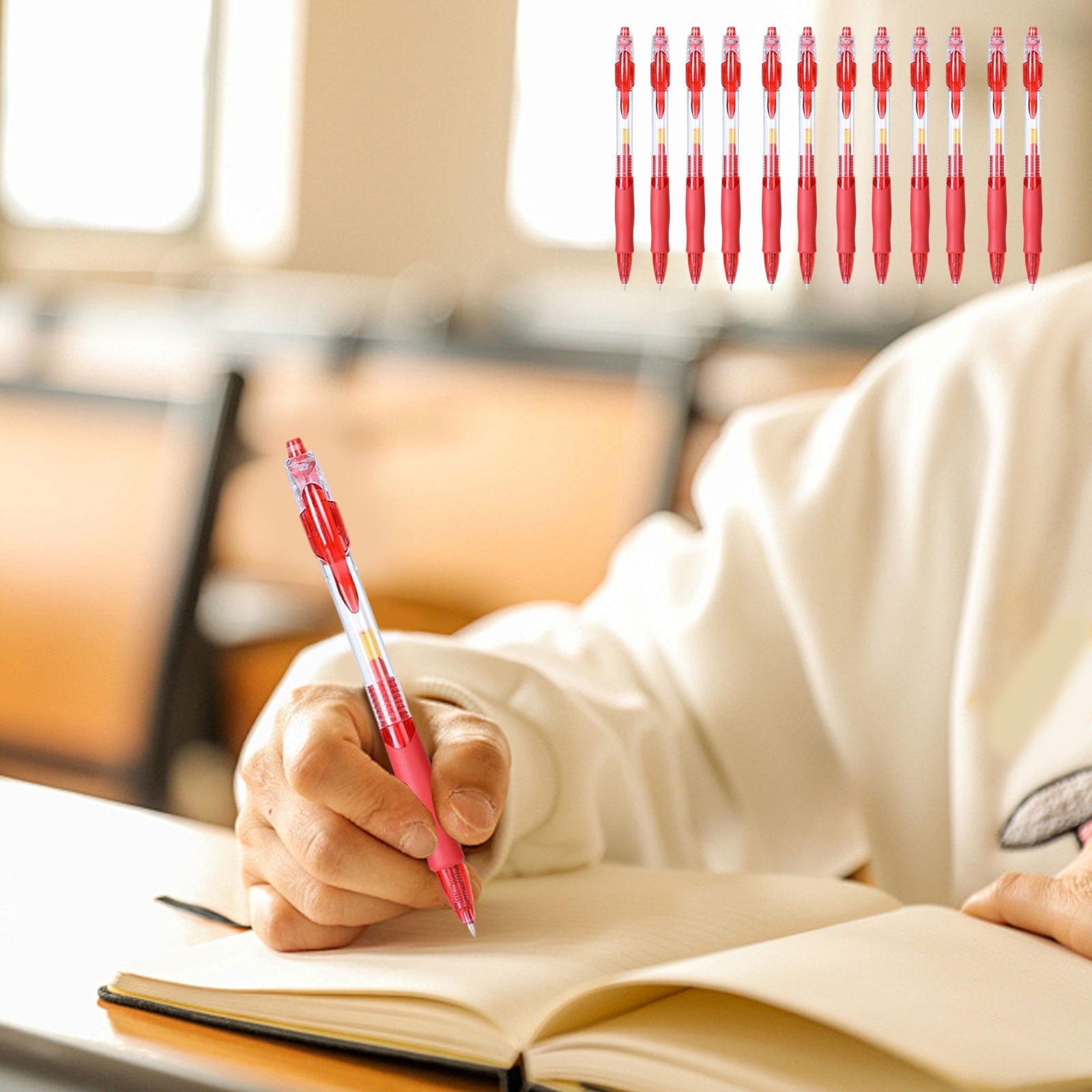 WKSCLPAI Premium Revolving Retractable Gel Pens,8Pcs Anti-fall Red Ink Pens,0.5 mm Fine Point Pens for Journaling Office Exam Student Pen Business Signature