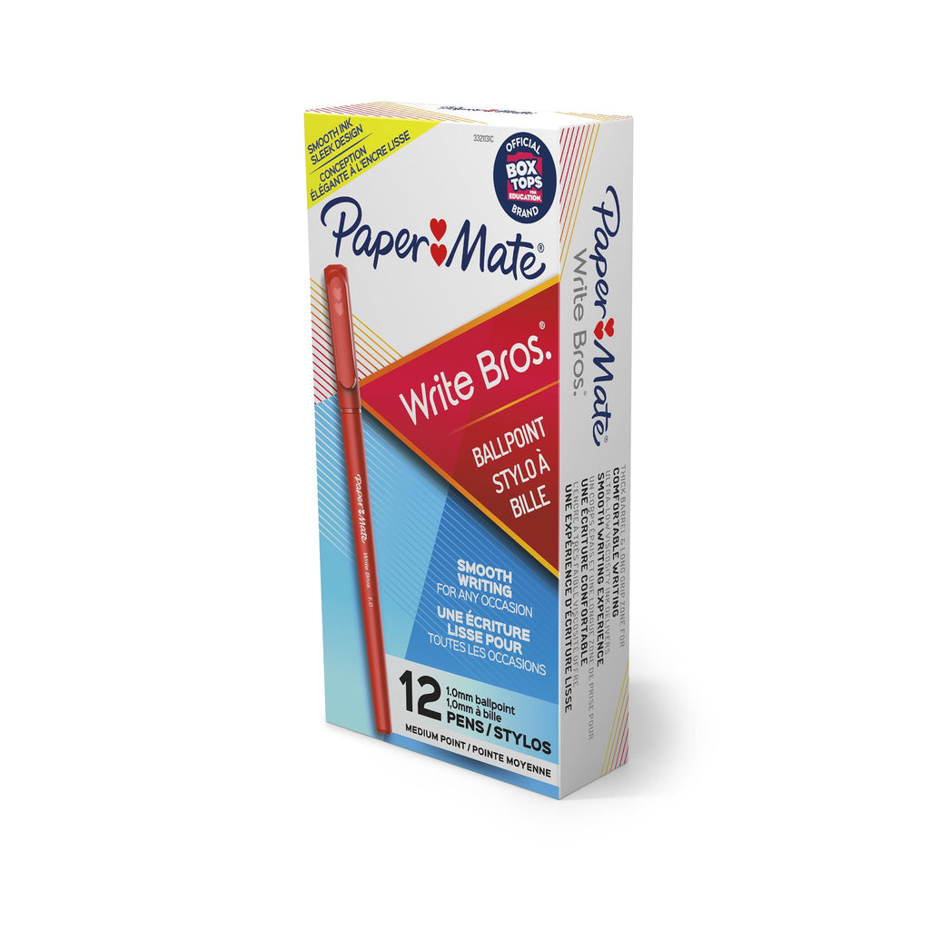 Write Bros. Ballpoint Pen, Stick, Medium 1 Mm, Red Ink, Red Barrel, Dozen