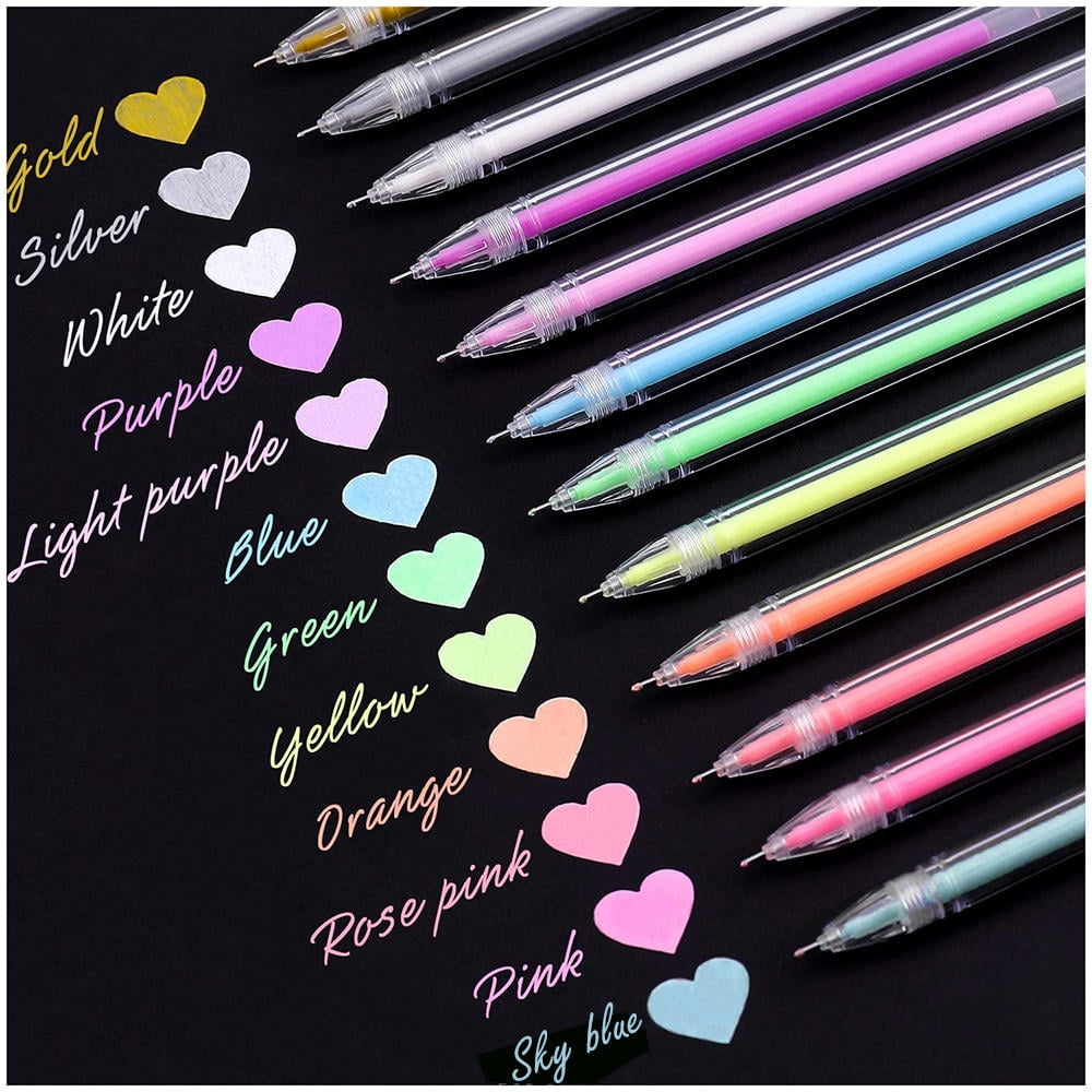 XMNZMH Highlight Color Pen 0.5 mm Extra Fine Point Pens Gel Ink Pens for Drawing Sketching Illustration Adult Coloring Bullet Journaling Set of 12