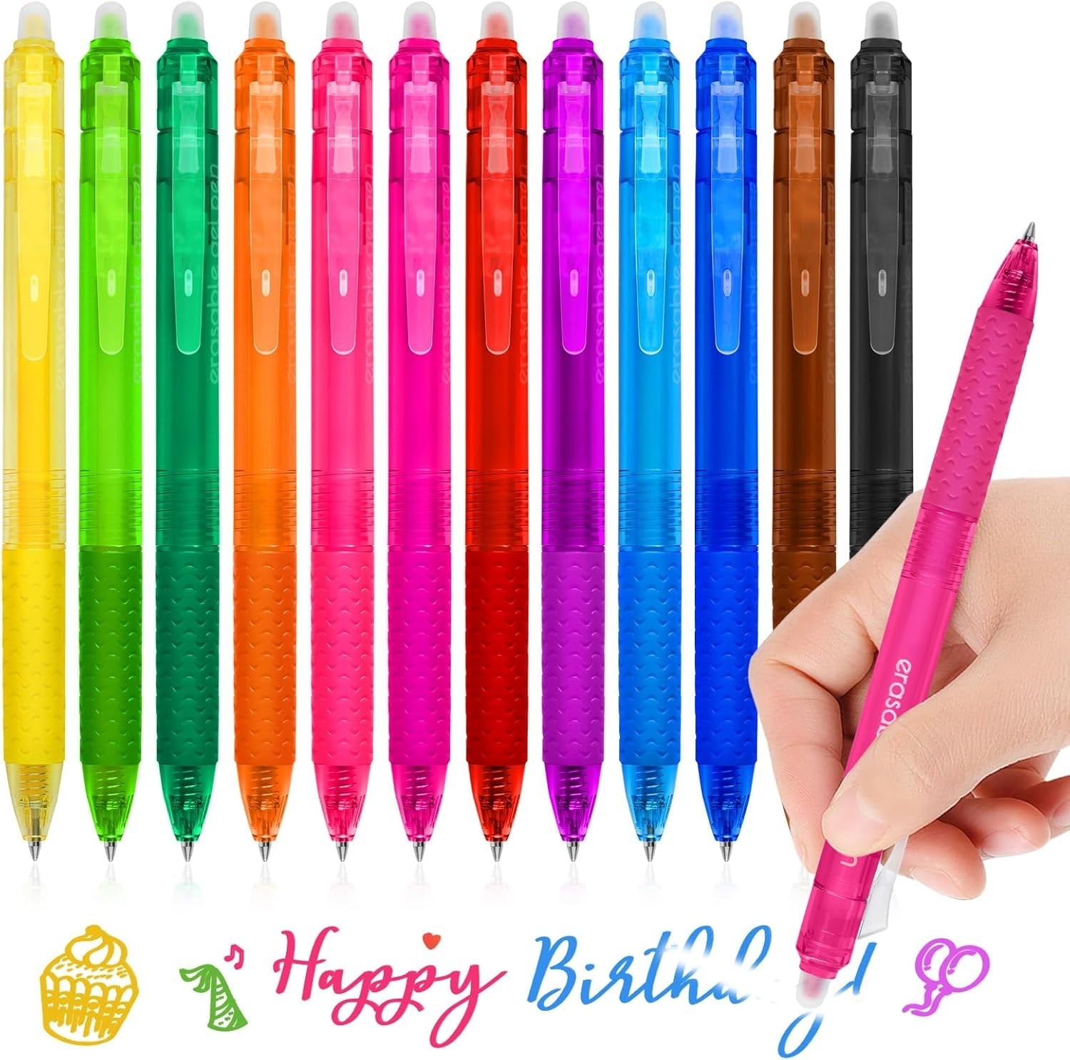 Xechzx Erasable Pens Clearance!12 Pack Retractable Erasable Gel Pens Clicker Fine Point 0.7Mm, Make Mistakes Disappear Comfort Grip for Drawing Writing Planner,12 Assorted Colors