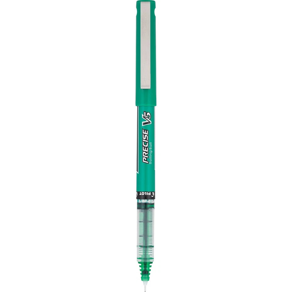 Pilot Precise V5 Roller Ball Stick Pen Precision Point Green Ink .5Mm Dozen