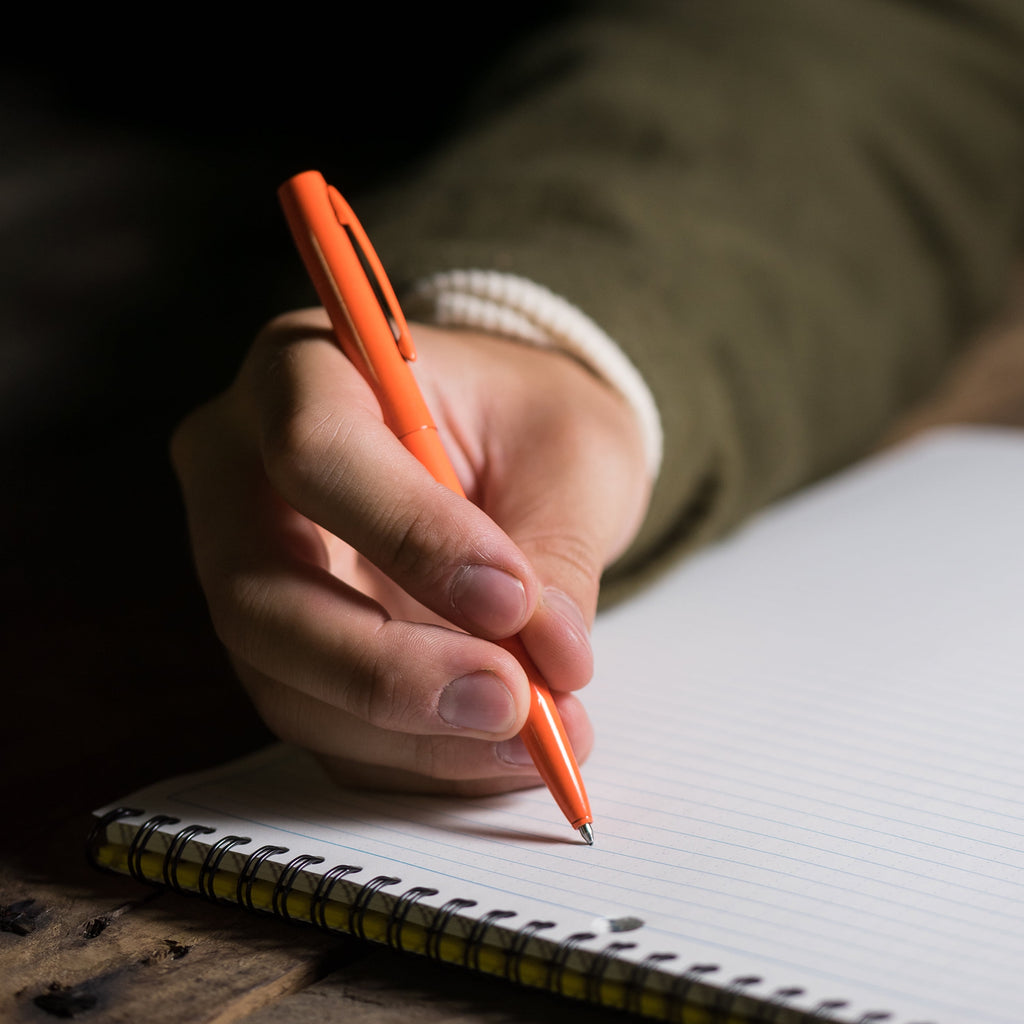 Rite in the Rain Weatherproof Orange Metal Retractable Ballpoint Pen - Black Ink (No. OR97)