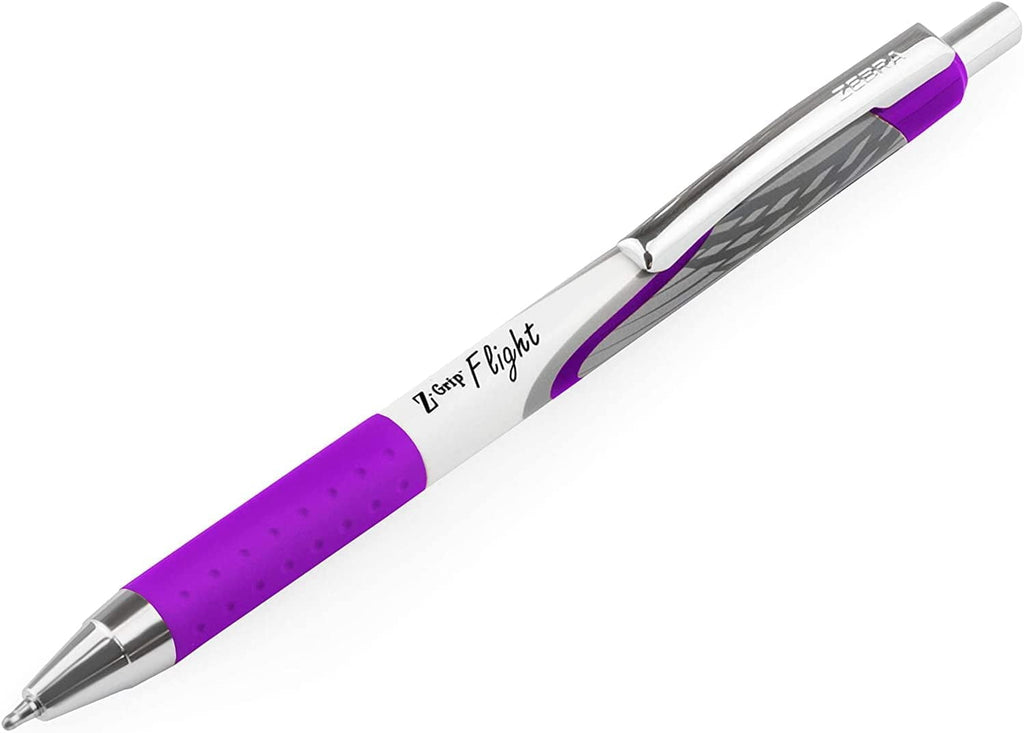 Zebra Classic Z-Grip Flight Ballpoint Pens - 1.2mm - Black and Violet - Pack of 6