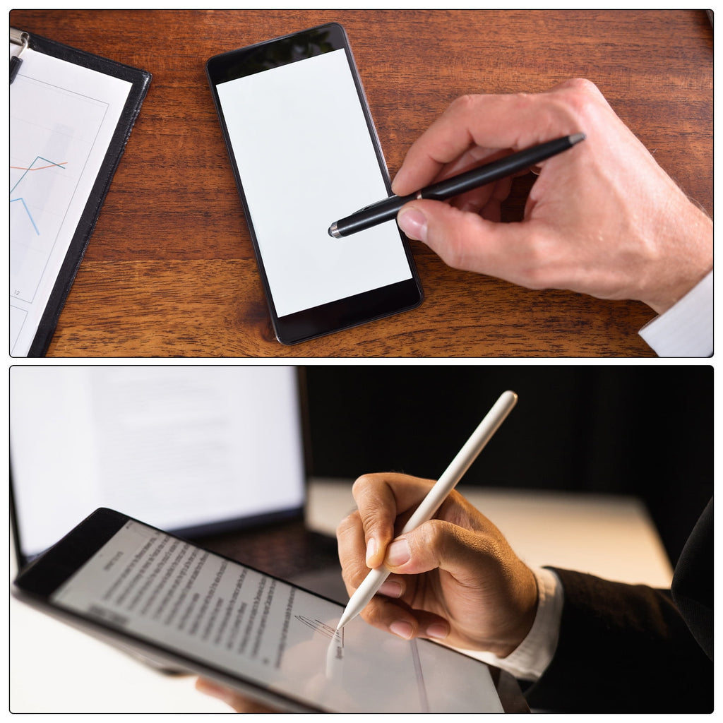 Uxcell 6pcs Metal Stylus Pen Ballpoint Pen 2 in 1 Universal Retractable Ink Pen with Stylus Tips Pink