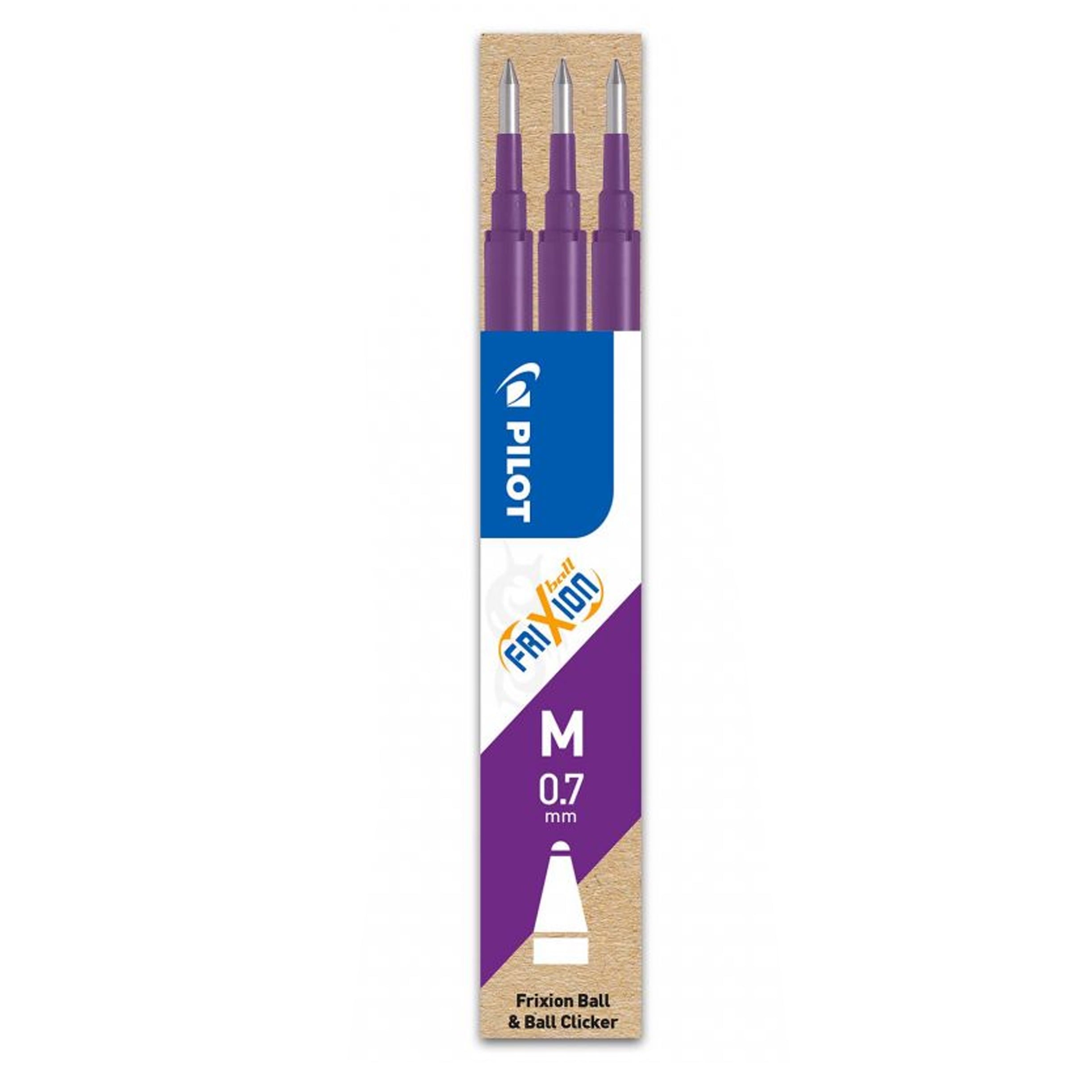 Pilot Frixion Heat/Friction Erasable Rollerball Pen FR7 - 0.7mm - Wallet of 1 Pen + 3 Refills - Violet