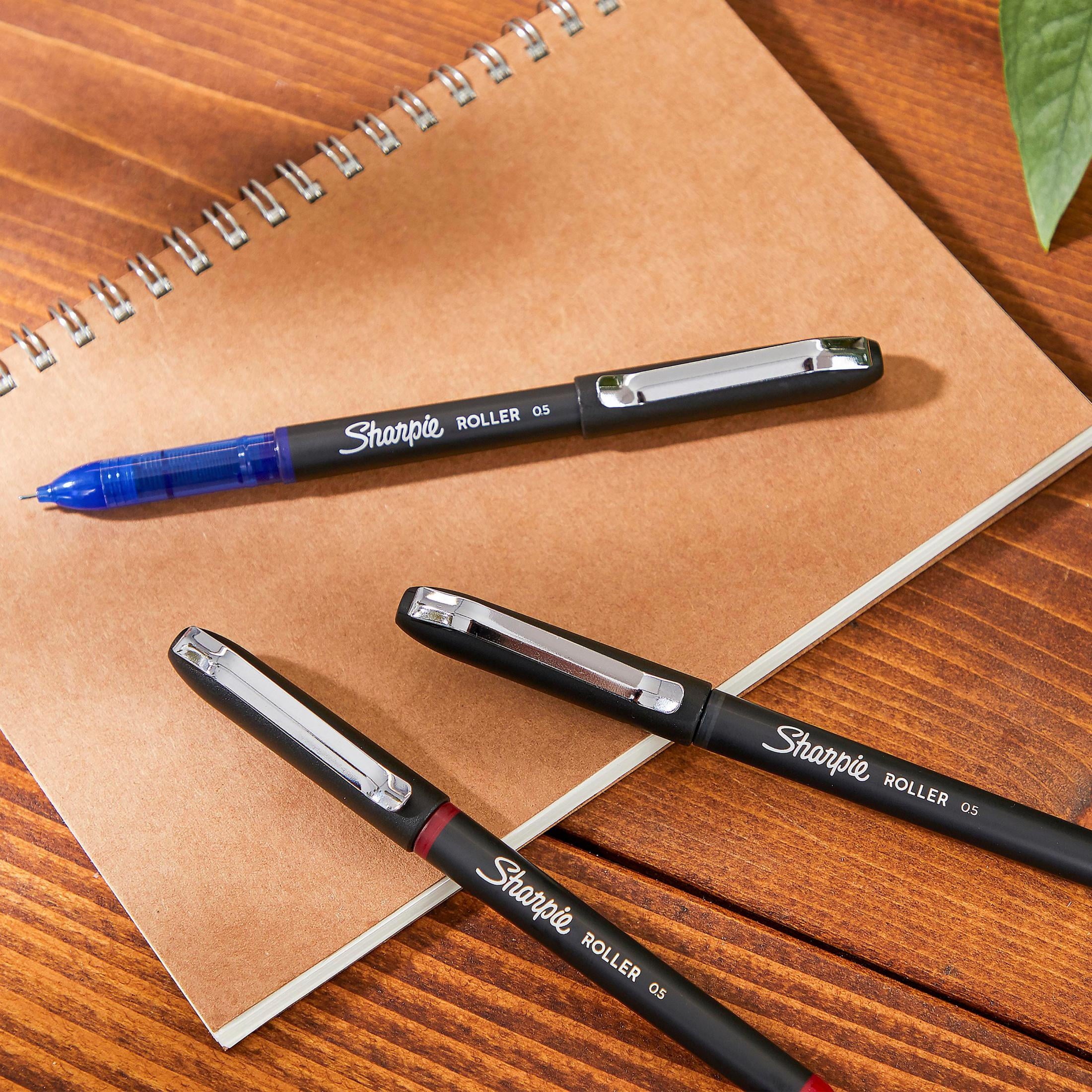 Sharpie RollerBall Pen, Needle Point (0.5mm) Precision Pen, Black Ink, 4 Count