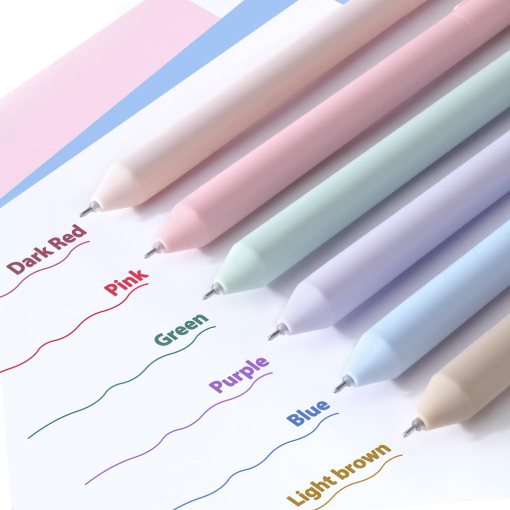 Zerbueate Pastel Colored Gel Pens - Prime Sale! 6PCS No-Smear Retractable Gel Ink Pens, 0.5mm Fine Point, Perfect for Journaling, Note Taking, and Aesthetic Writing