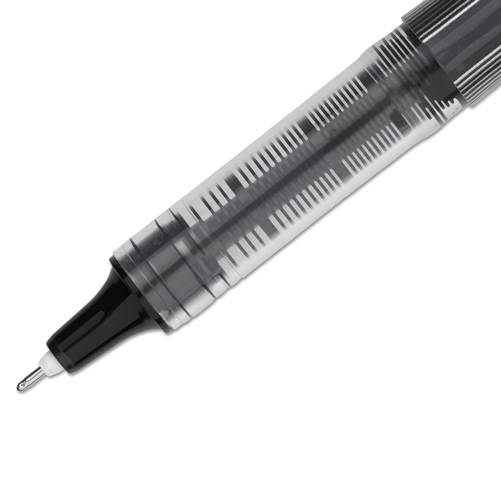 uni-ball® Vision™ Needle Liquid Ink Rollerball Pens, Fine Point, 0.7 mm, Gray Barrel, Black Ink, Pack Of 12