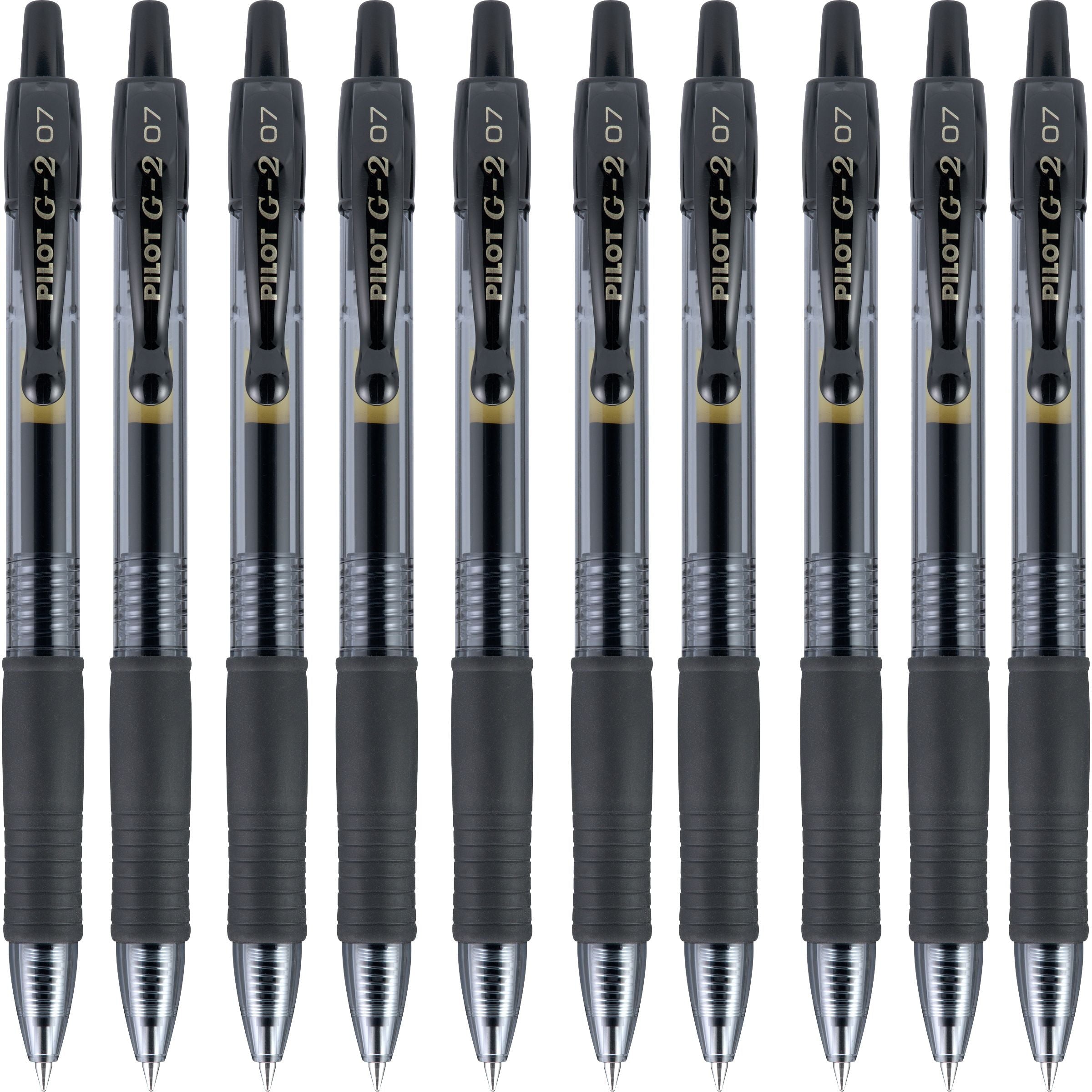 Pilot G2 Retractable Gel Ink Pens, Fine Point, 0.7 mm, Black Ink, 10 Pack