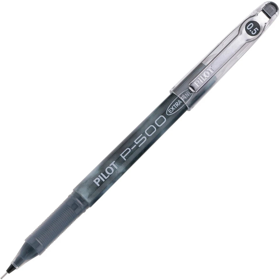 Pilot P500 Extra Fine 38600, Black Ink, 0.5Mm Precise Gel Roller Pen, 12 Pens