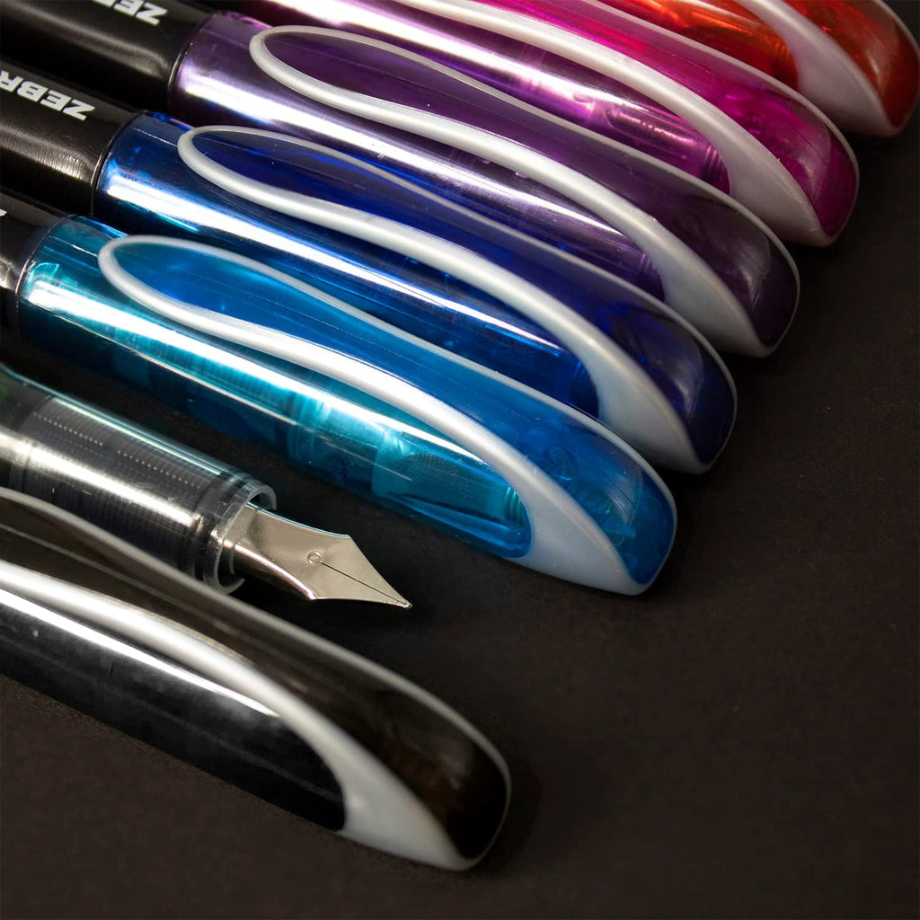 Zebra Fuente - Disposable Fountain Pen - 0.6mm - Black Ink - Pack of 6