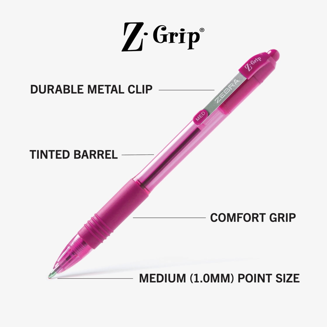 Zebra Z-Grip Retractable Ballpoint 1.0mm Fashion Assorted 7pk