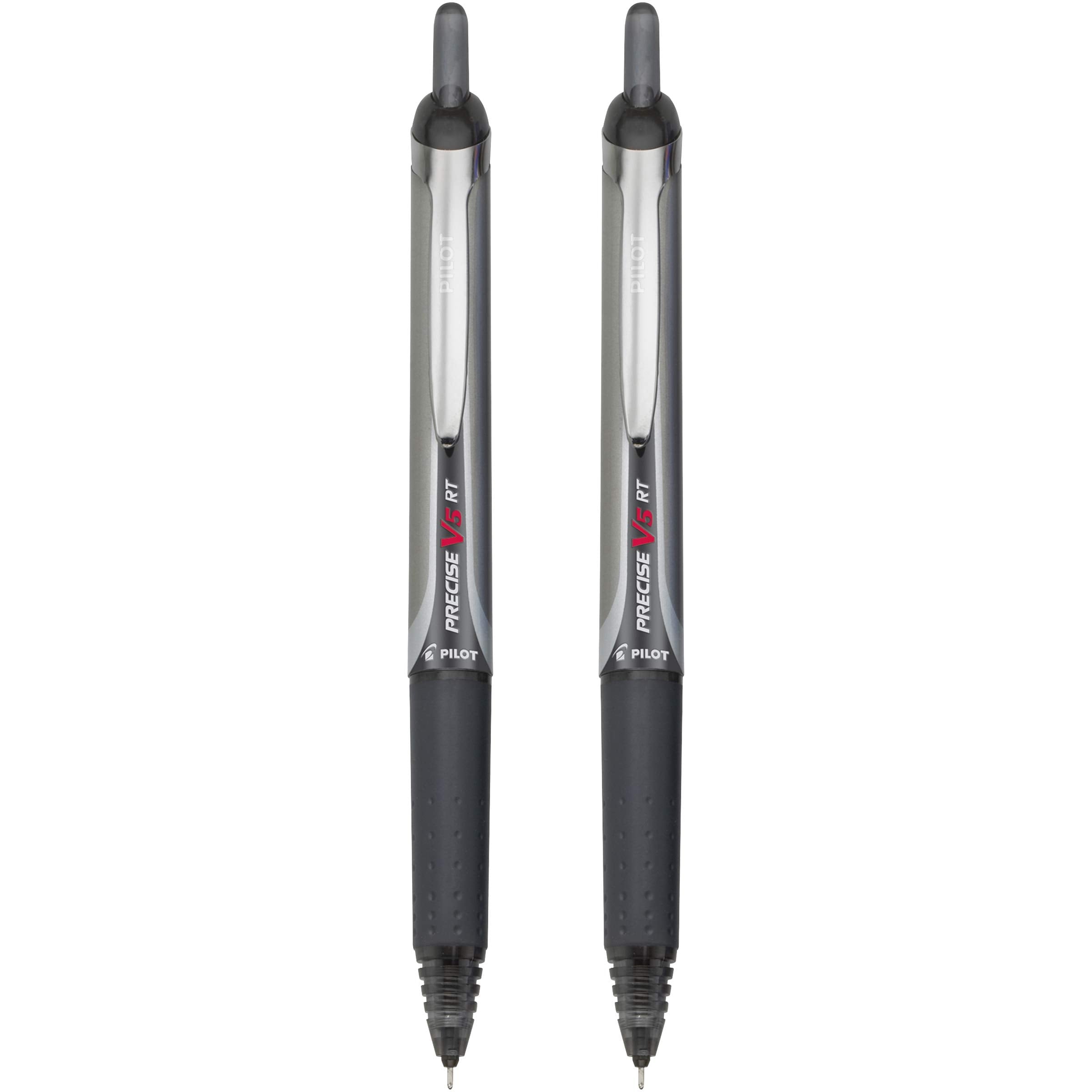 Pilot Precise V5 Retractable Rolling Ball Pens, Extra Fine Point 0.5 mm, Black Ink, 2 Pack