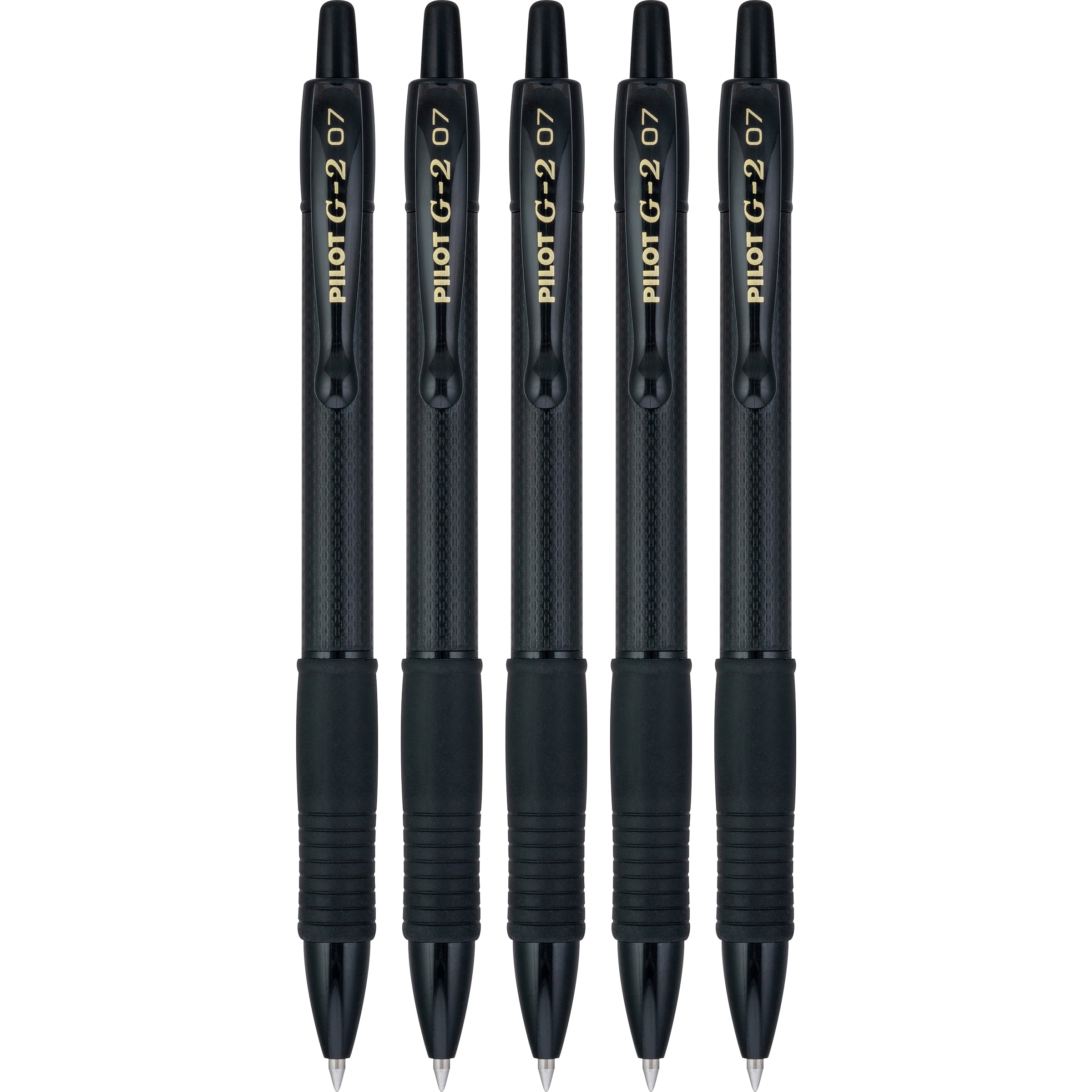 Pilot G2 Retractable Gel Ink Pens, Fine Point, Black Edge, 5 Count