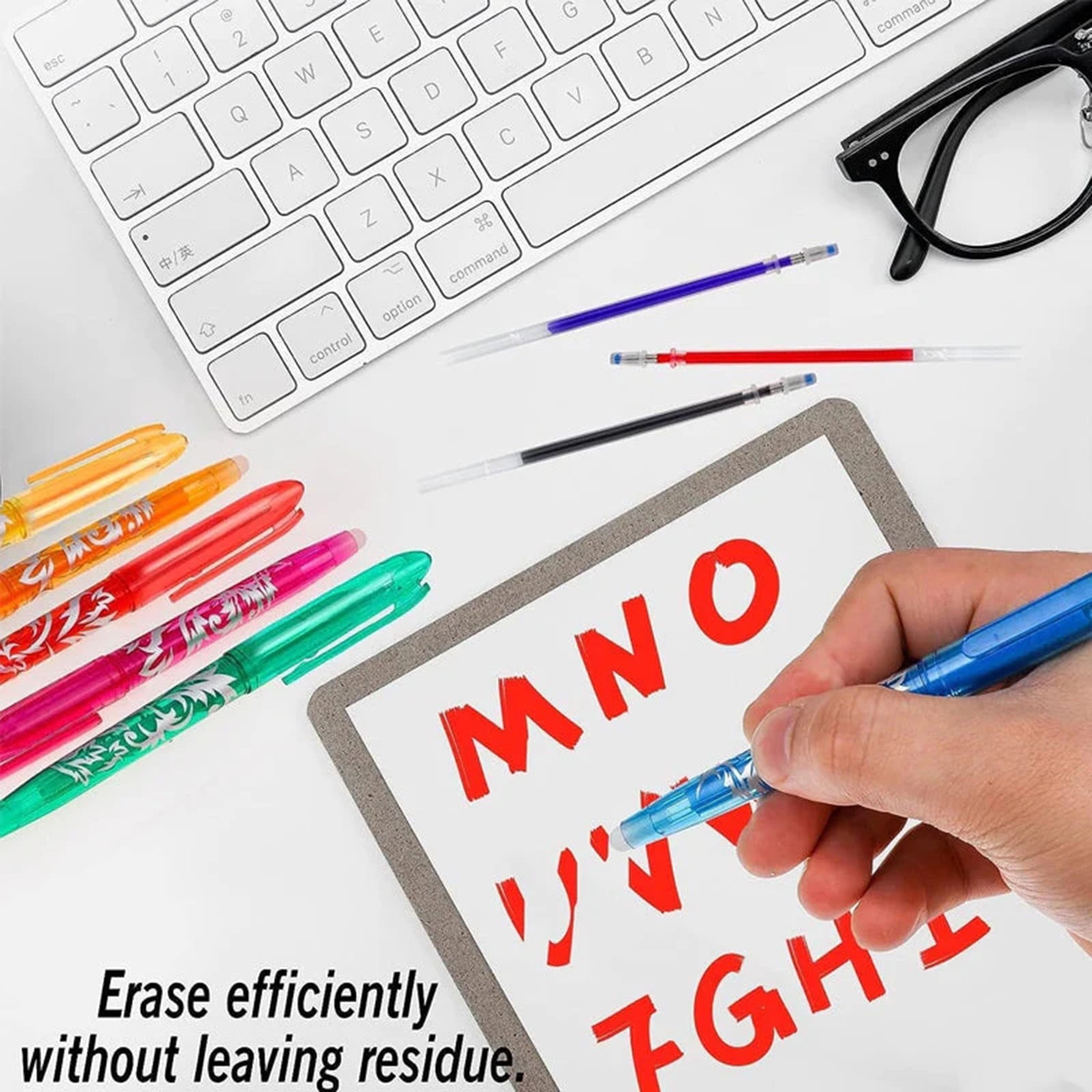 WNFJR 20ml Erasable Ballpoint Pen Set, 15 Assorted Colors with 0.5mm Stainless Steel Nib, Thermo Sensitive Gel Ink, Fine Point, Eraser Top, Non-Bleeding, for Smooth Writing & Drawing